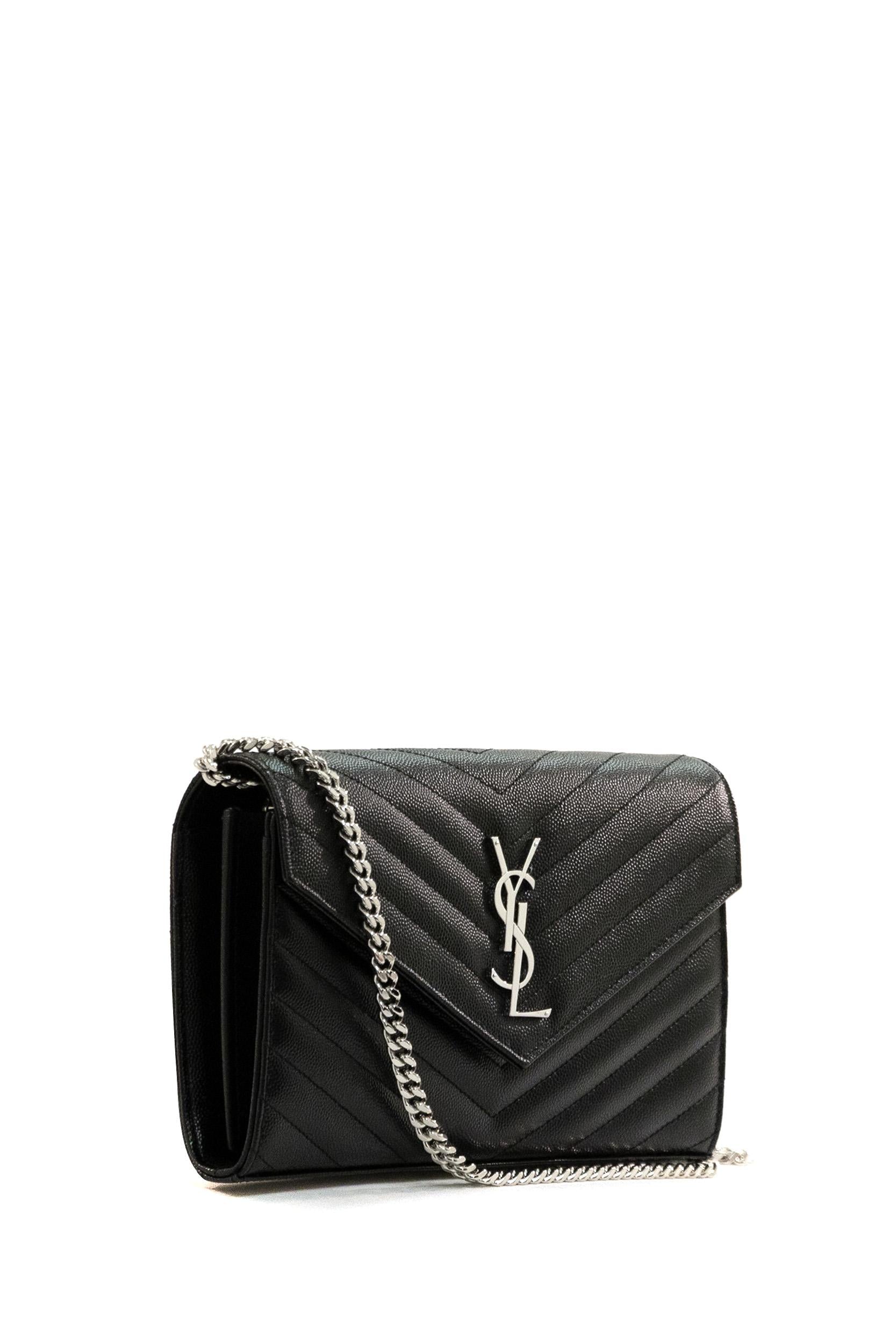 Pochette Cassandre con catena in pelle grain de poudre. 377828 BOW02 1000 SAINT LAURENT