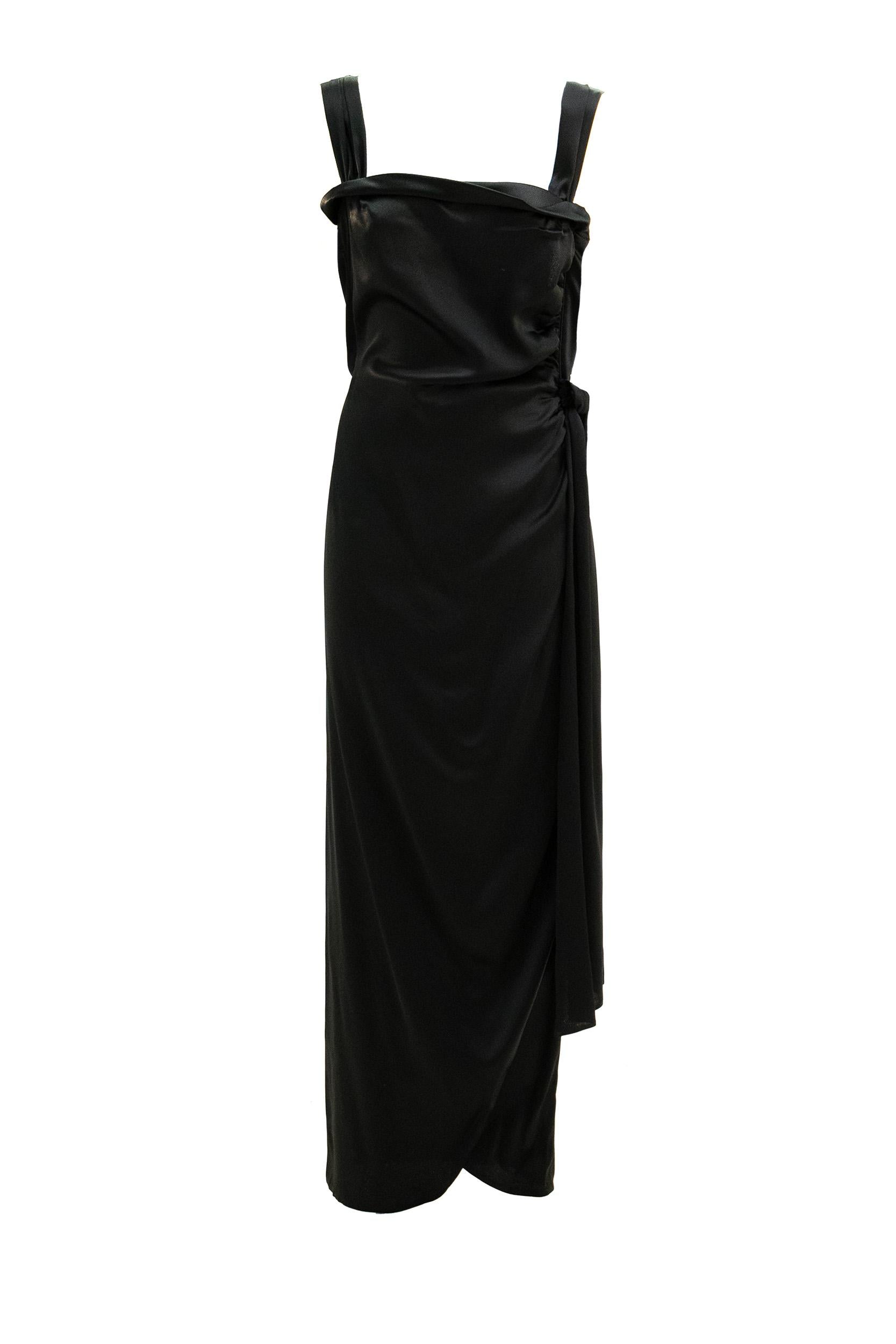 Abito in raso di seta di colore nero<BR/> S51DG0005 M35797 900 MAISON MARGIELA