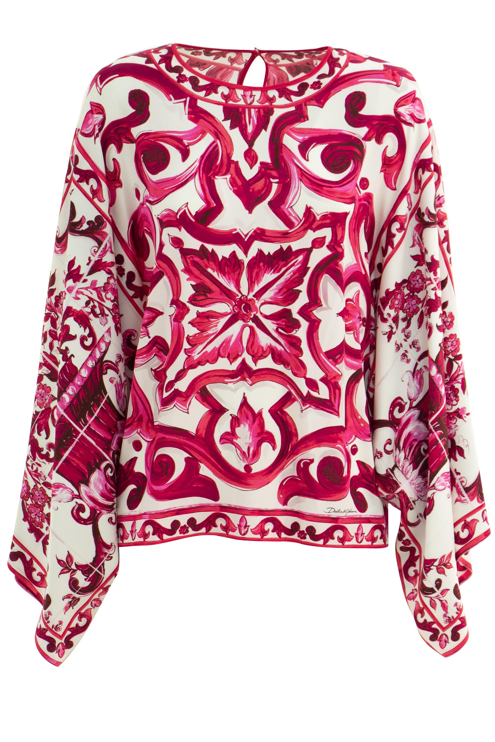 Blusa con stampa maiolica F7U77T HPABQ HE3TN DOLCE & GABBANA