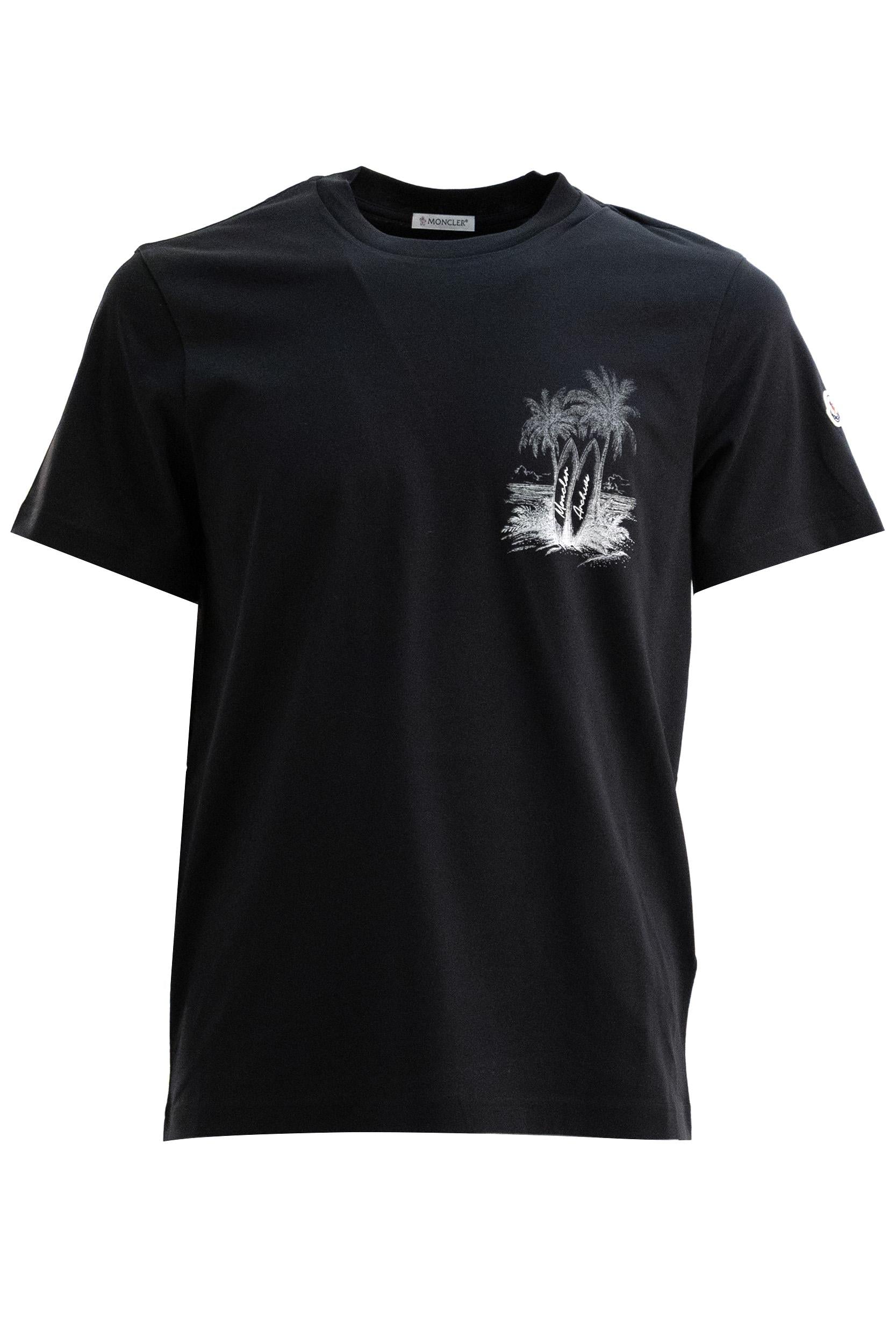 T-shirt con Stampa Archivio in Cotone<BR/> 8C000-72 89B8Q 778 MONCLER