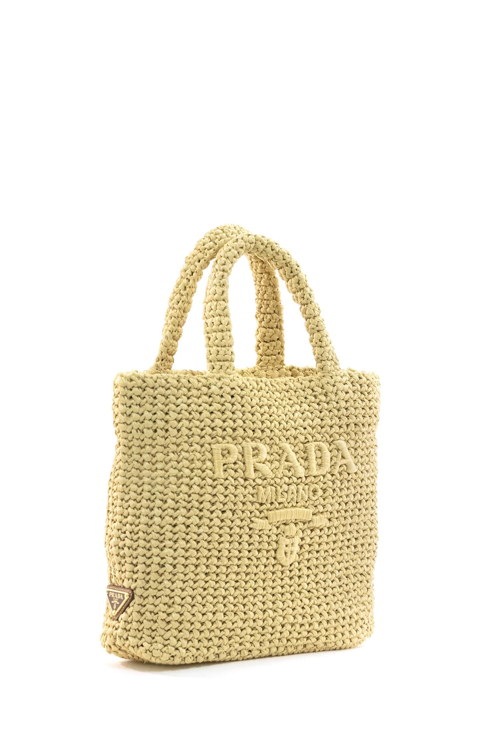 Borsa shopping in rafia sintetica color naturale <BR/> 1BG422 V OUL 2C2T F05IA PRADA