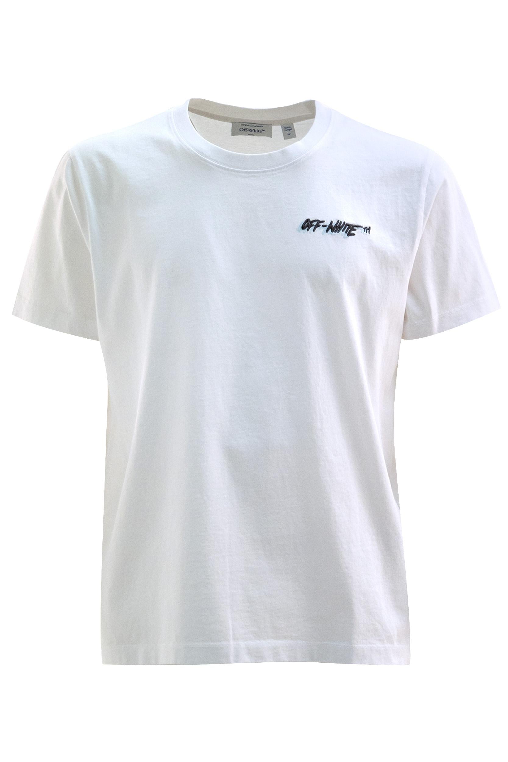 T-shirt in cotone di colore bianco<BR/> 44MAA027S26J009100 WHITE OFF WHITE