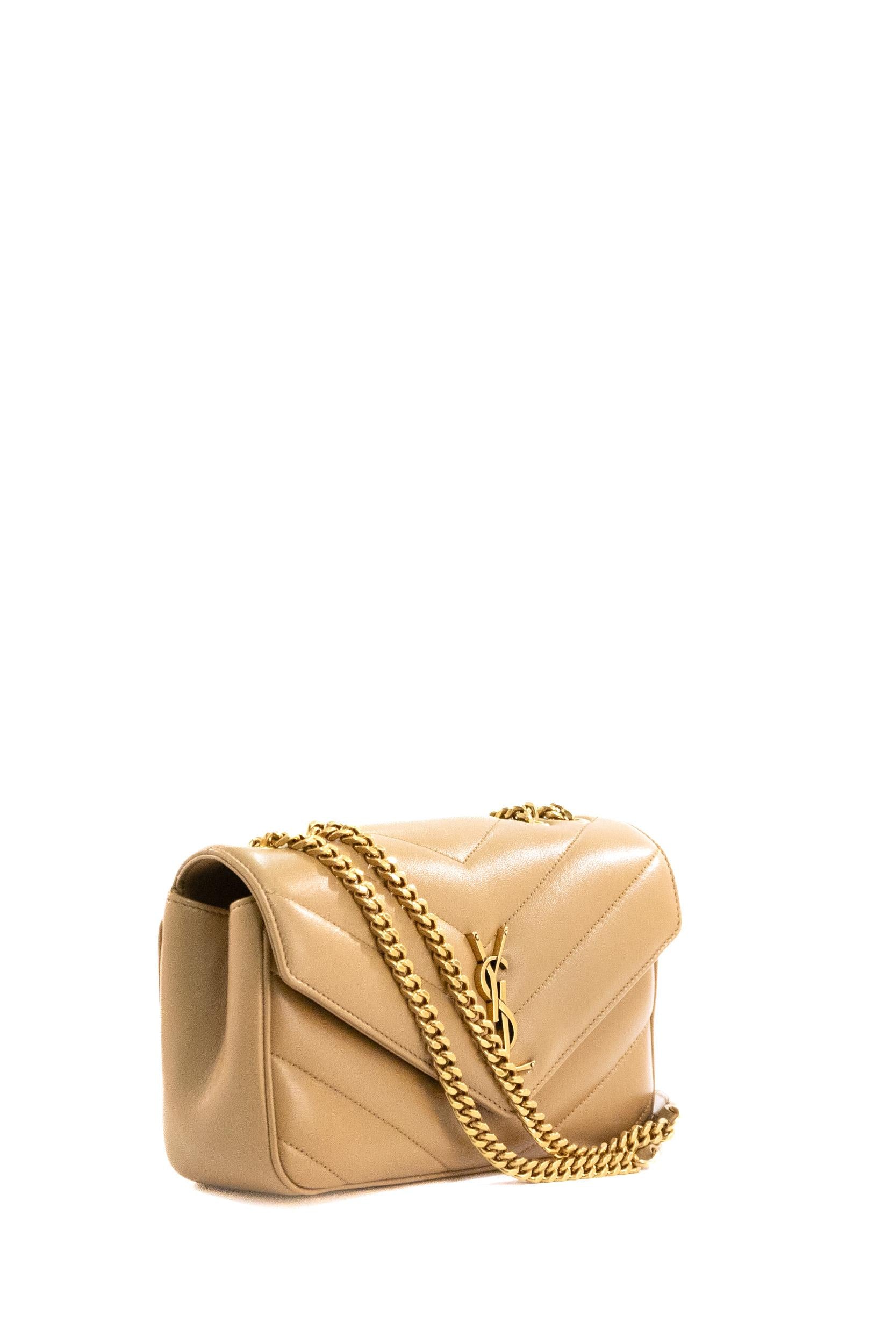 Borsa Loulou Small in nappa matelassè color marrone<BR/> 801437 AAEAX 2357 SAINT LAURENT