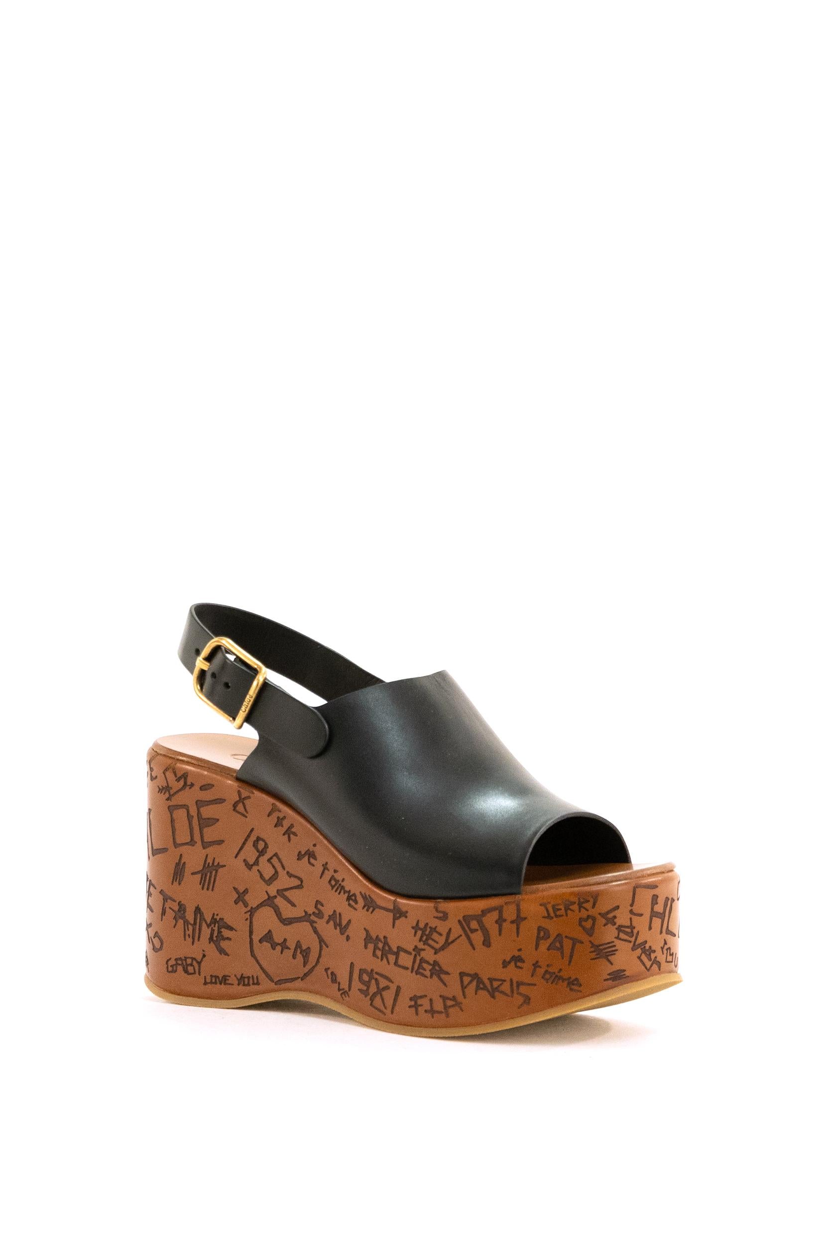 Sandali Maxime in pelle di colore nero<BR/> C25U10GLU 001 CHLOE'