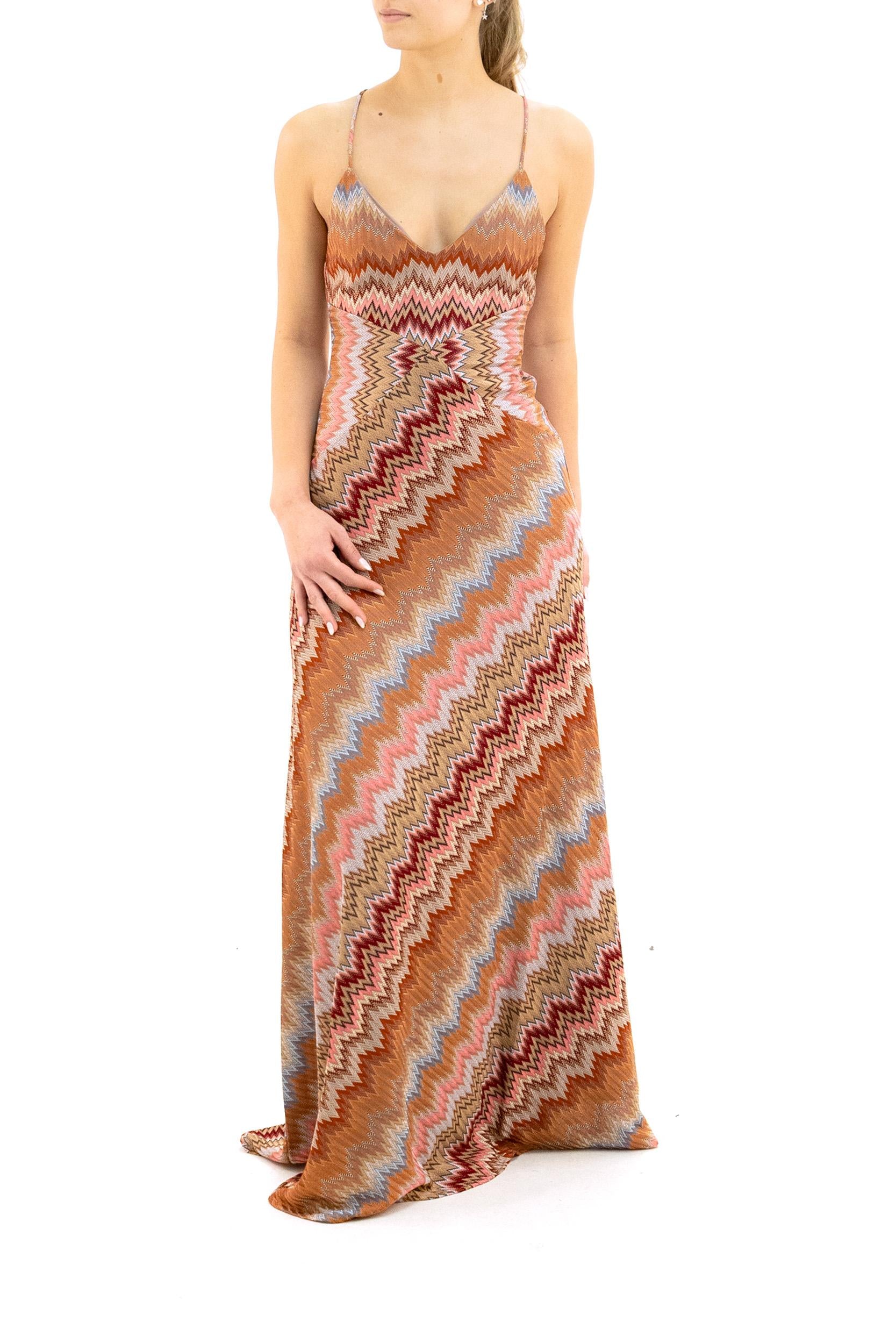 Abito Lungo in Viscosa Chevron<BR/> DS26SG29-BR014T SM9Y1 MISSONI