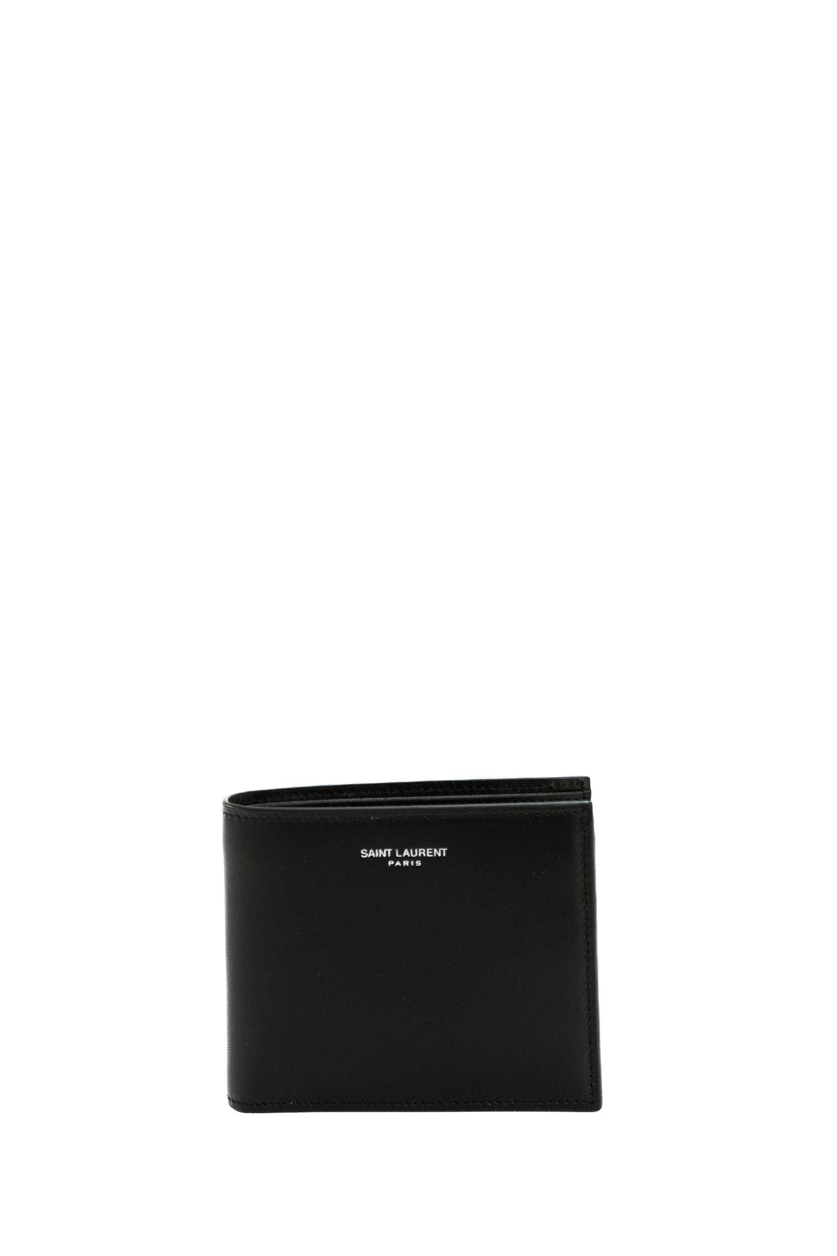 Portafogli in pelle liscia di colore nero<BR/> 396307 0U90N 1000 SAINT LAURENT