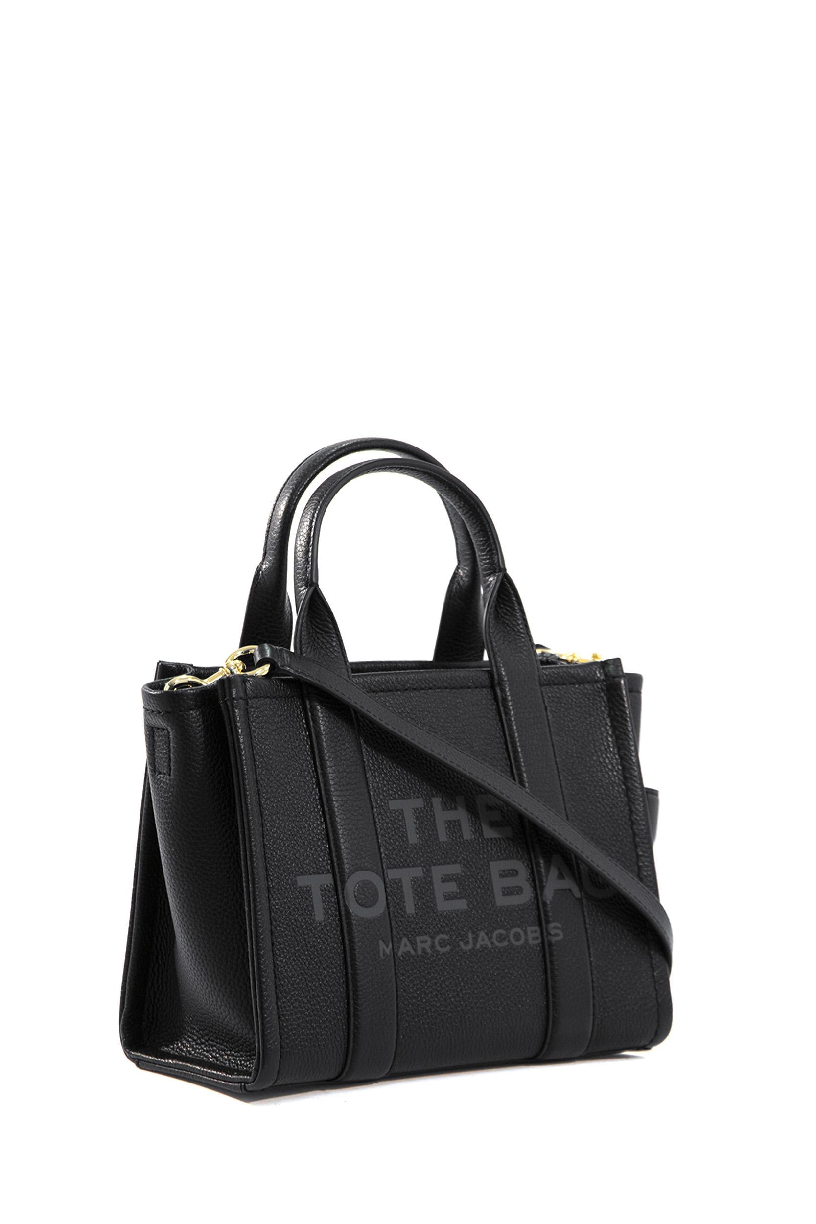 Borsa The Small Tote in pelle colore nero con logo frontale H009L01SP21 001 MARC JACOBS