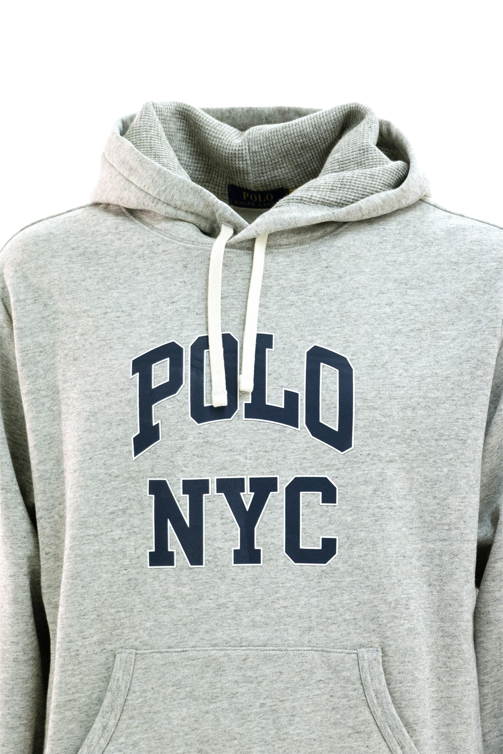 Felpa con cappuccio in cotone di colore grigio <BR/> 710A13245003 HEATHER POLO RALPH LAUREN