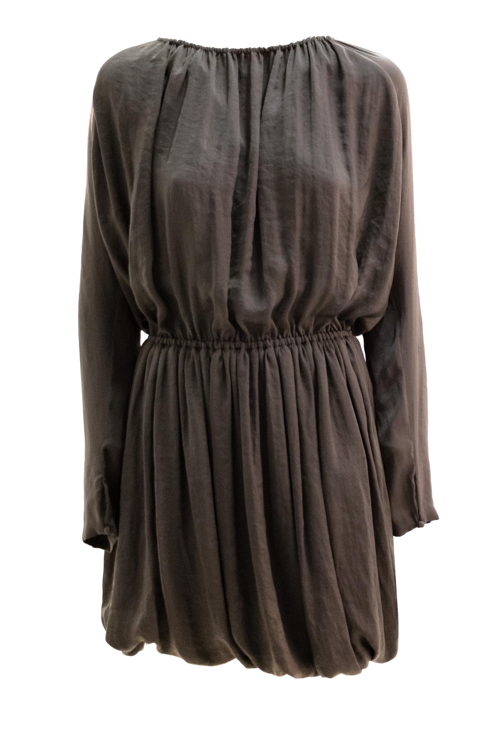 Abito in taffettà di colore marrone<BR/> 861317 Y6I66 2453 SAINT LAURENT