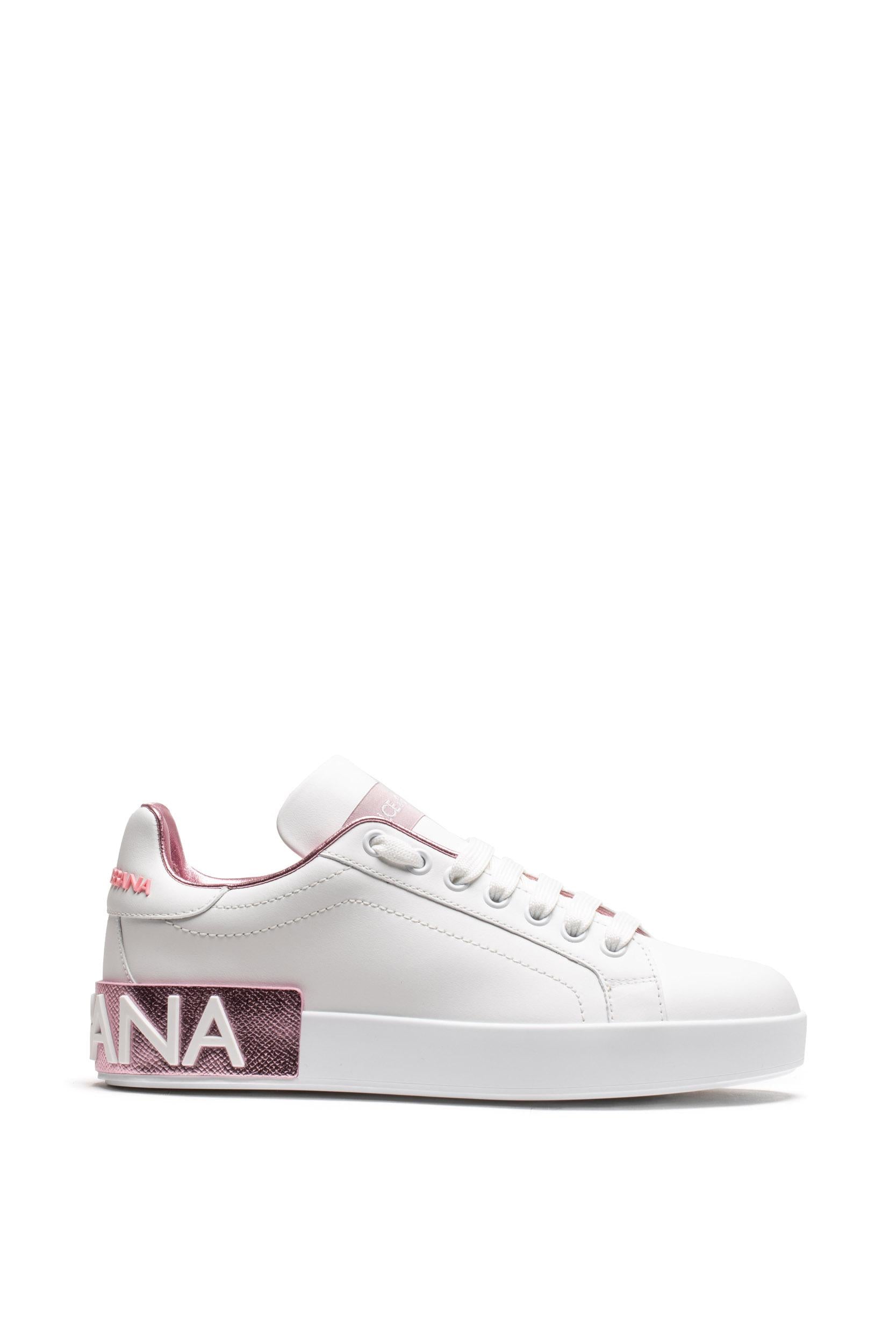 Sneaker Portofino in Vitello Nappato Stampa Scritta CK1544 AX615 87587 DOLCE & GABBANA