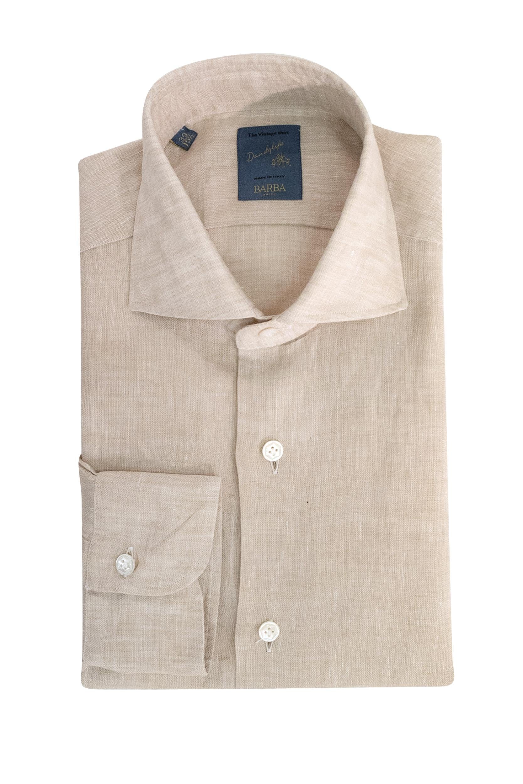 Camicia in lino di colore beige<BR/> LIU13P0154072.U 0007 BARBA
