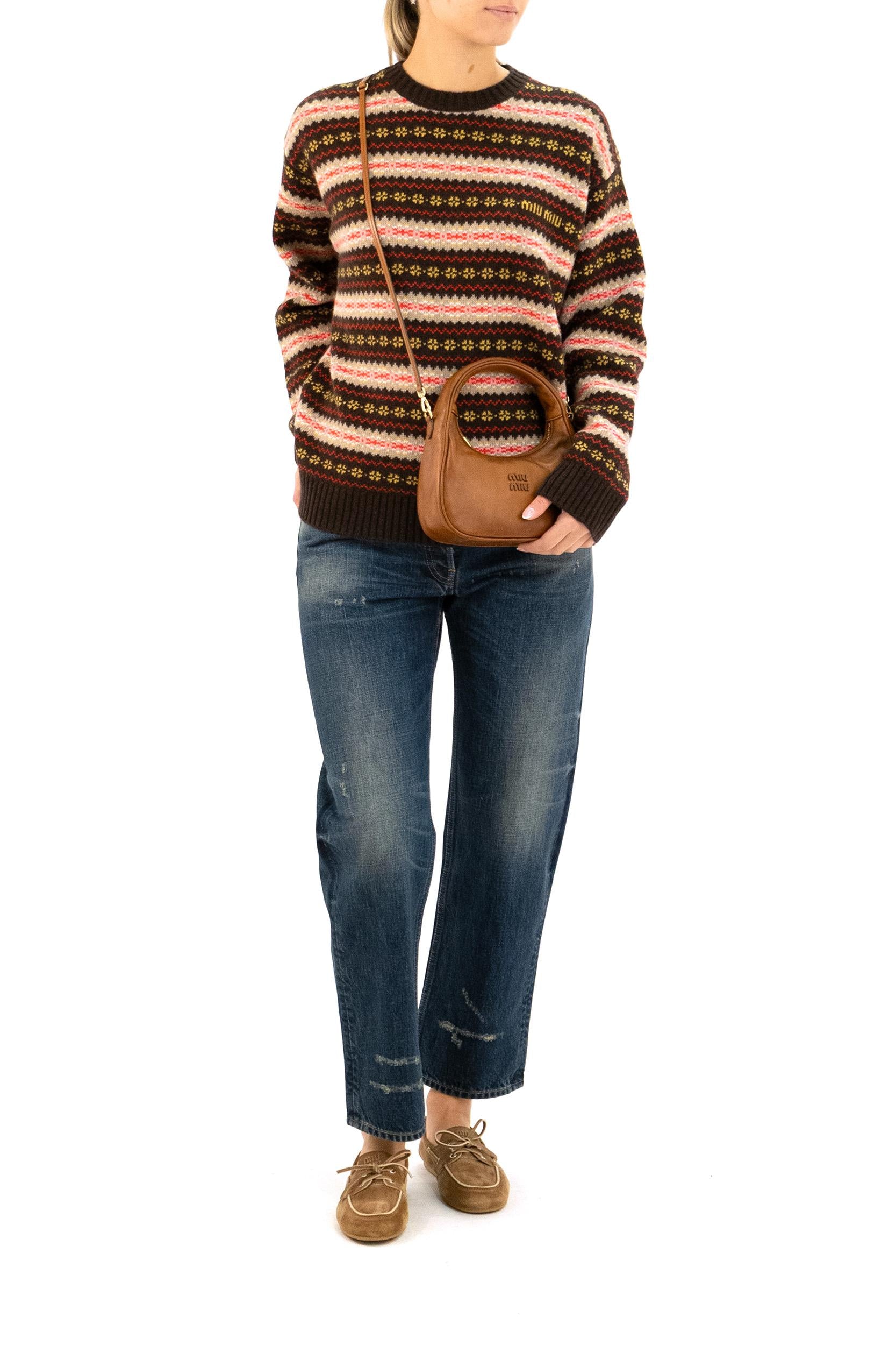 Pullover in lana con lavorazione jacquard multicolore<BR/> MML01R S OOO 18SH F0003 MIU MIU