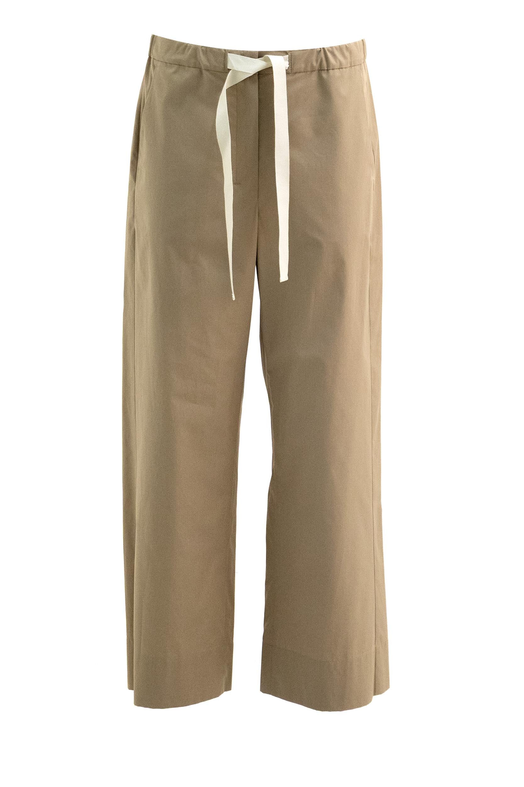 Pantaloni in cotone di colore beige<BR/> SMMARGENTO 022 S MAX MARA