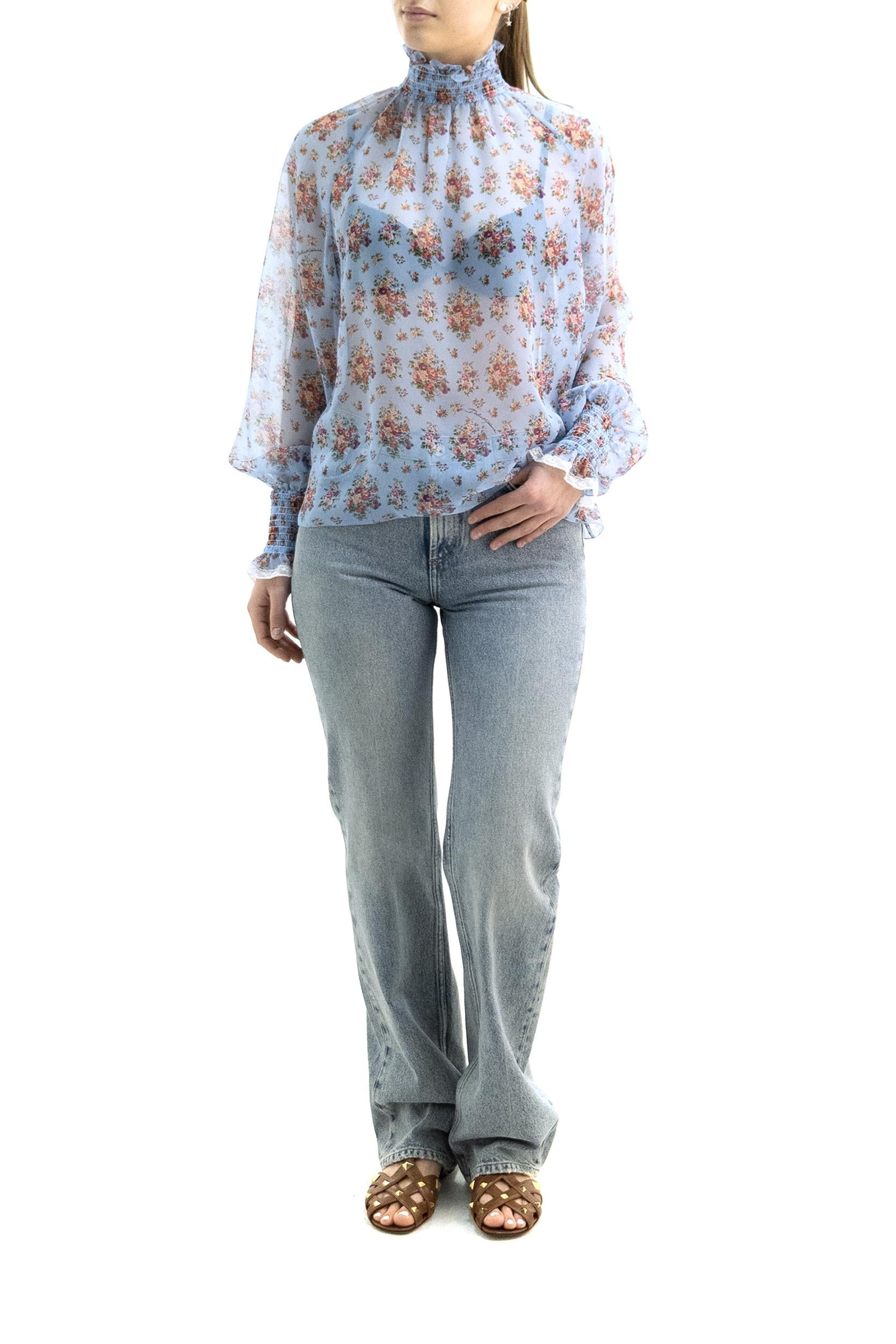Blusa in chiffon di colore azzurro<BR/> F7BK3T IS10F HC5XK DOLCE & GABBANA