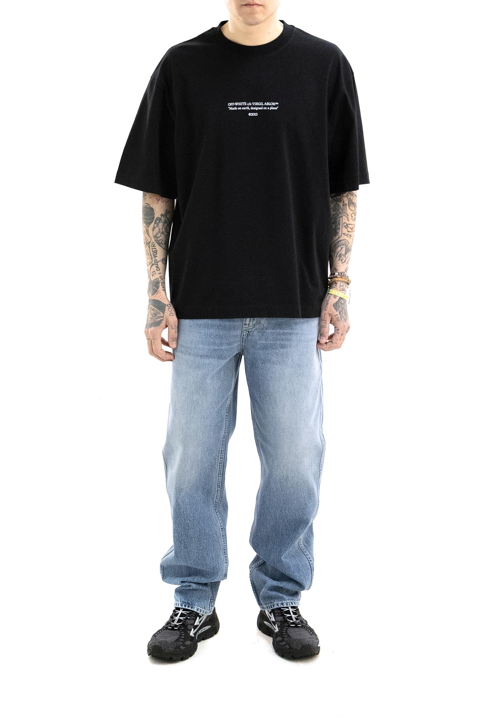 T-shirt Statement in Cotone<BR/> 44MAA120S26J007001 BLACK OFF WHITE