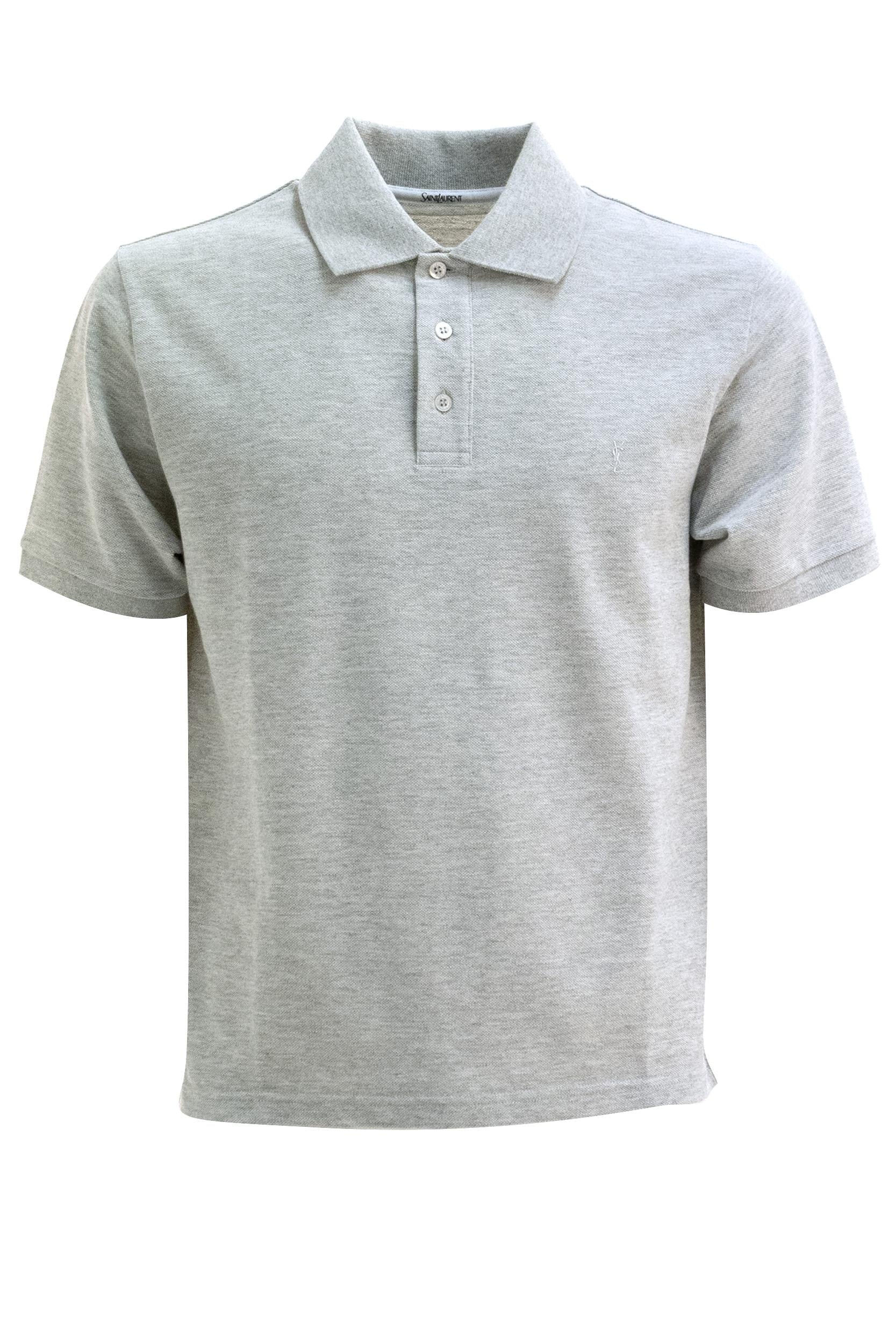 Polo in piqué di colore grigio<BR/><BR/> 844845 Y37HC 1403 SAINT LAURENT