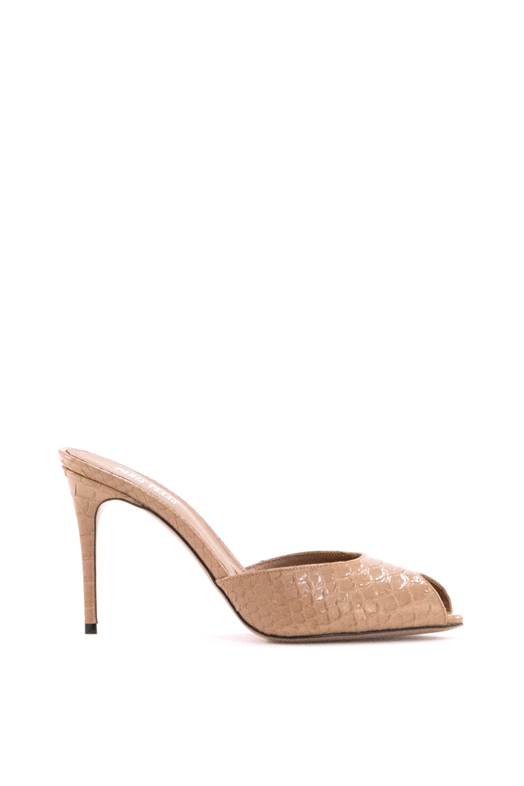 Mules Vera in pelle stampa rettile color rosa cipria<BR/> PX1844 TEXAS ROSE PARIS TEXAS