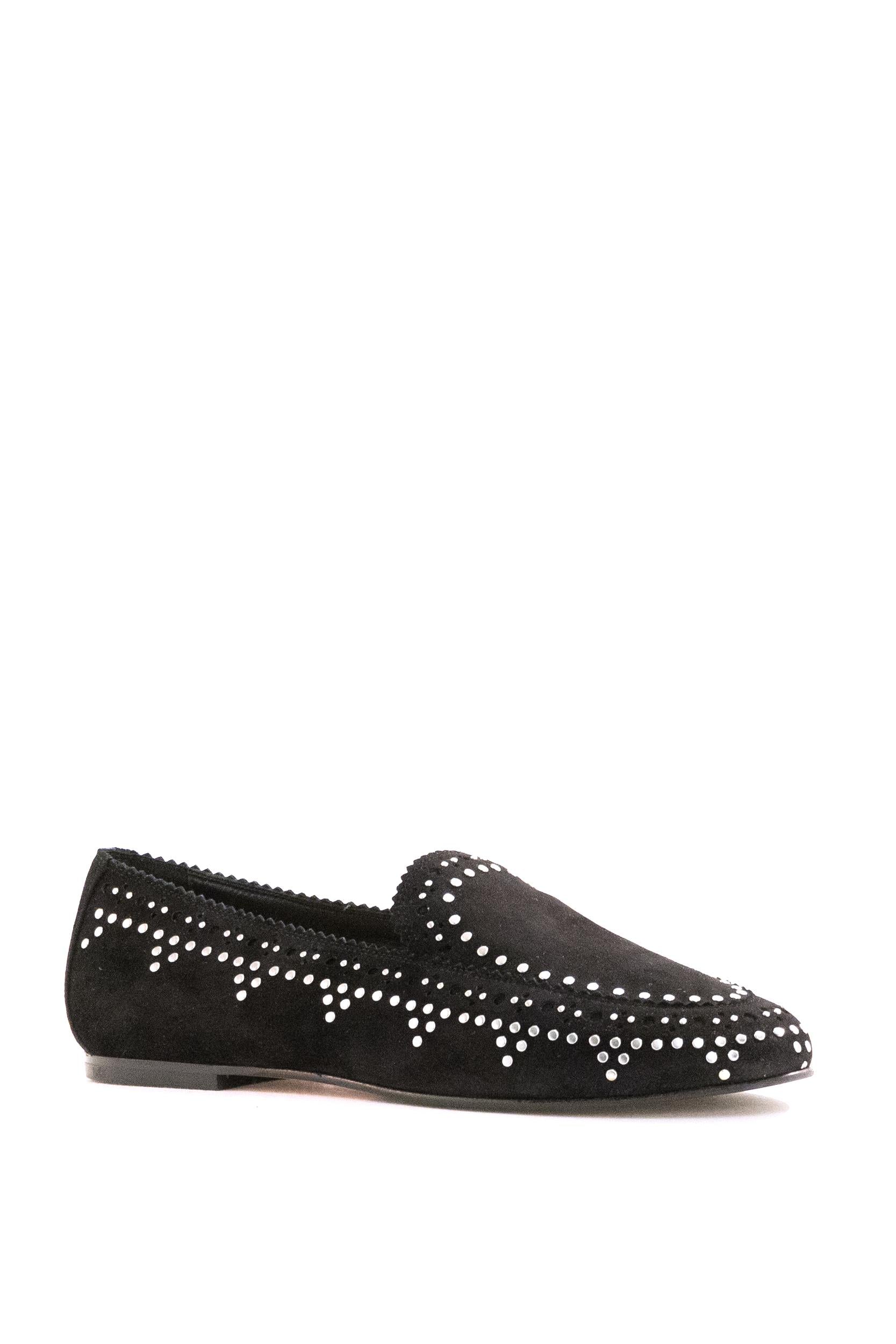 Mocassi Skye nero con borchie<BR/> SKEFLAM0-SUE-000 BLACK AQUAZZURA