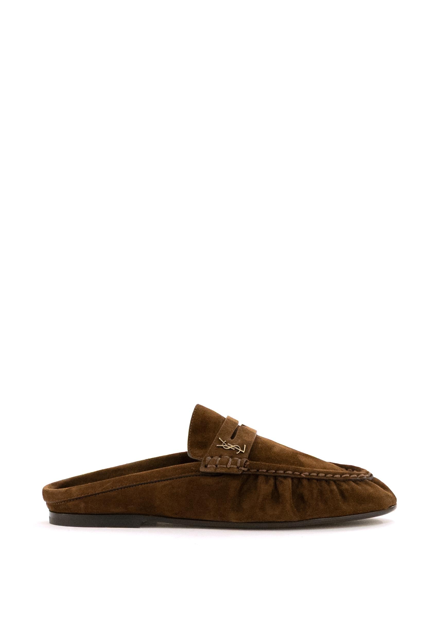 Mules Le Loafers in Suede<BR/> 852392 27DTT 2319 SAINT LAURENT