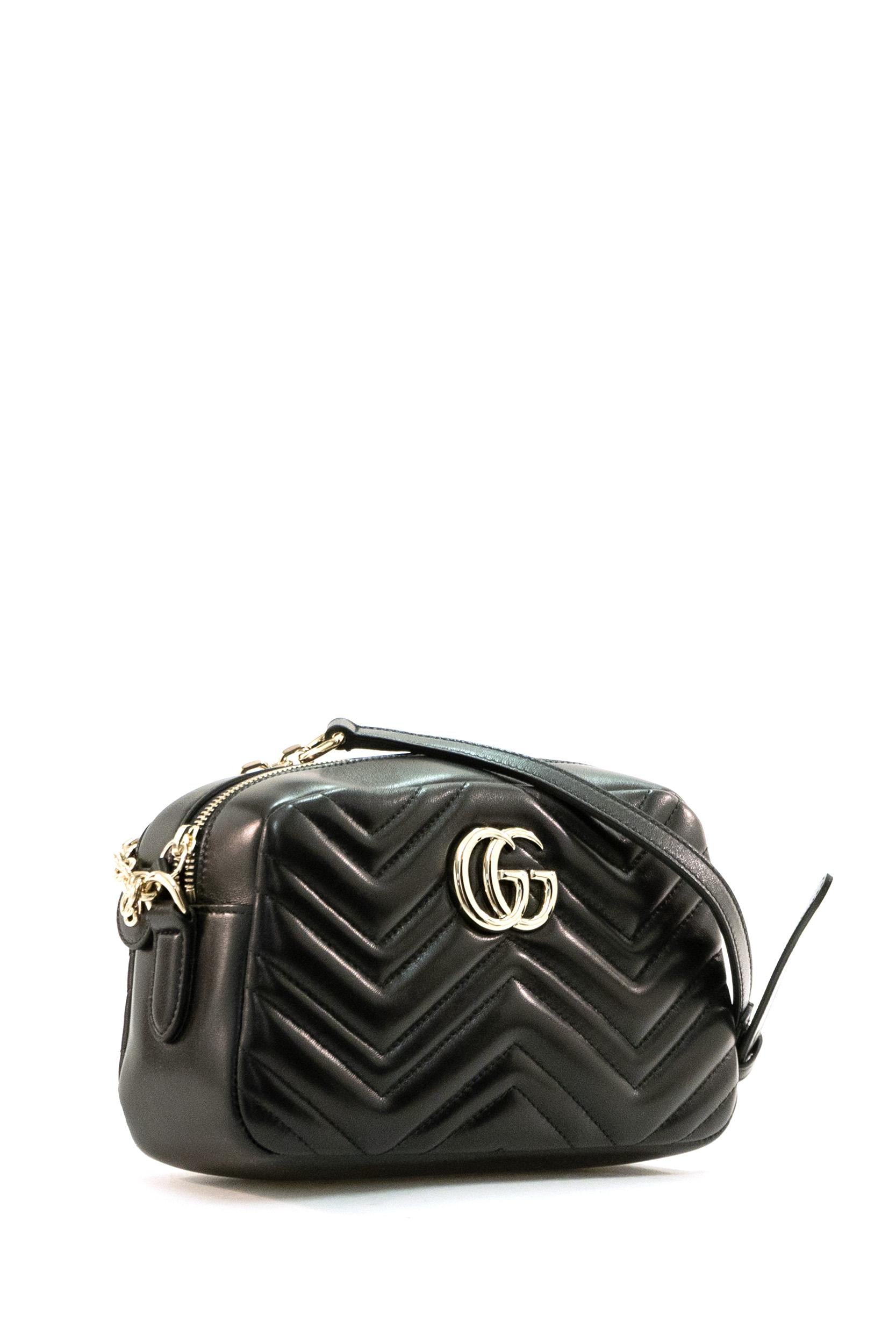 Camera bag GG Marmont in pelle di colore nero<BR/> 855273 AAFXD 1000 GUCCI