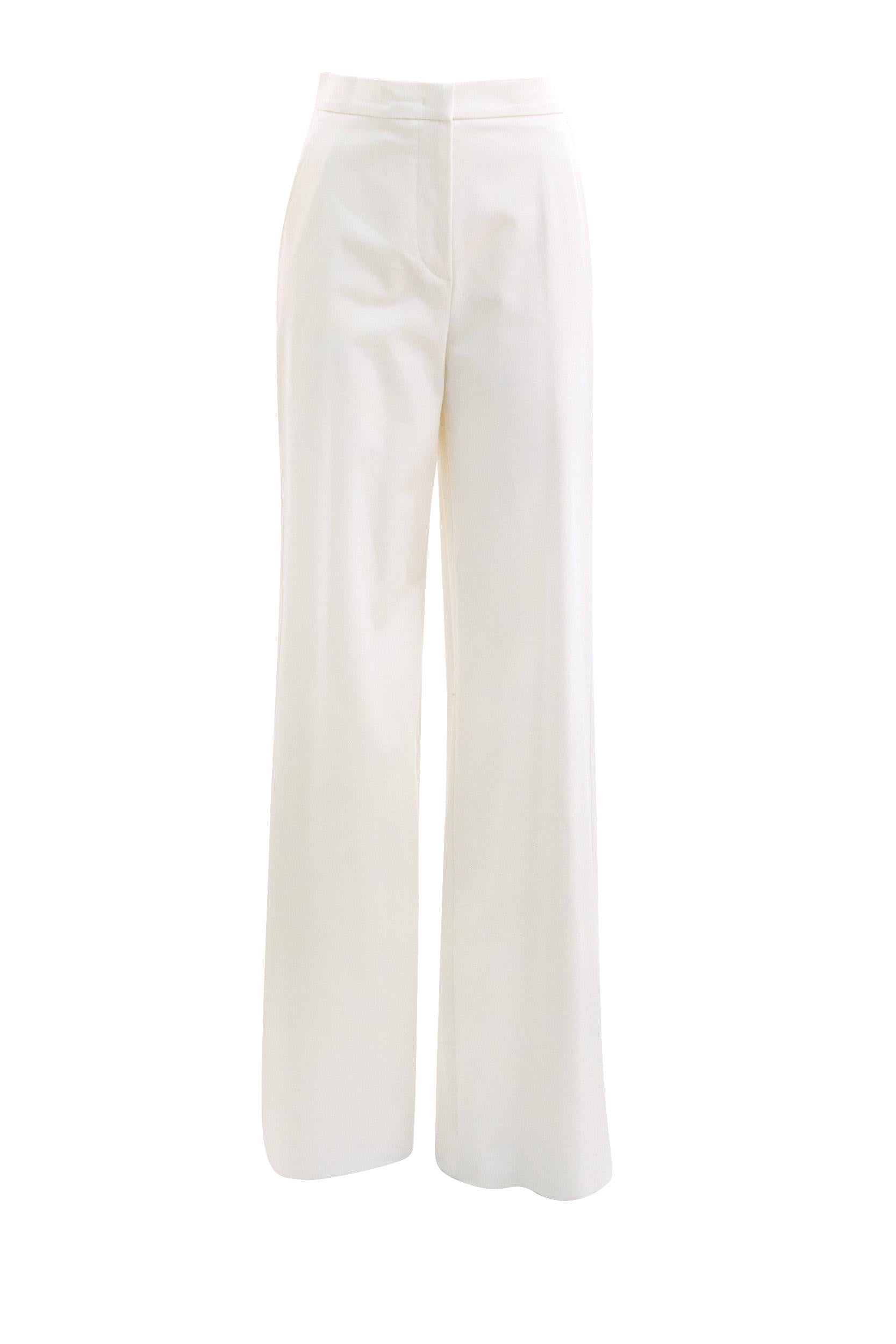 Pantaloni in twill di cotone di colore bianco<BR/> MXMDENTICE 001 MAX MARA