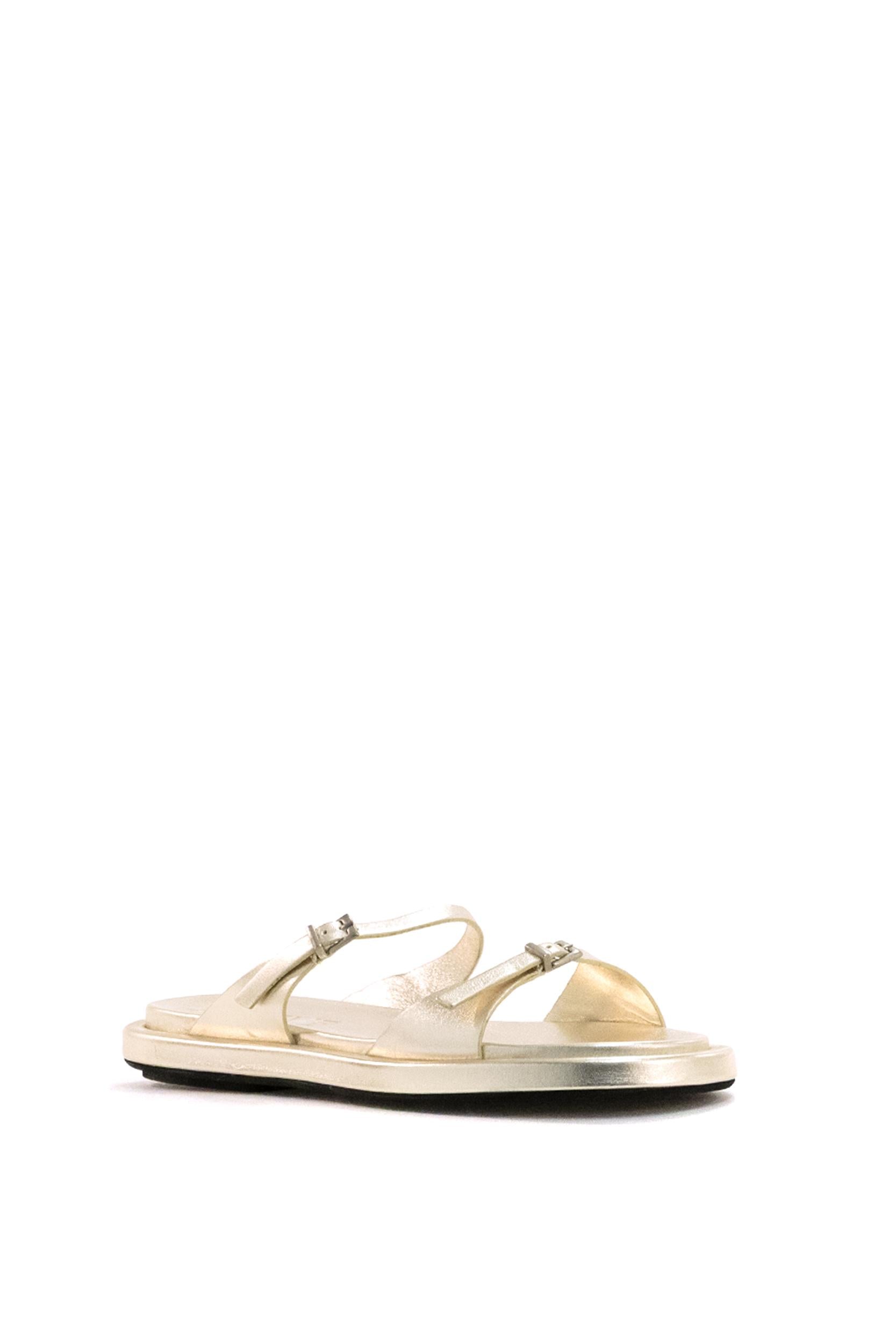 Sandali Laila in pelle color platino<BR/> ARE14 LUCENT PLATINO POEVE