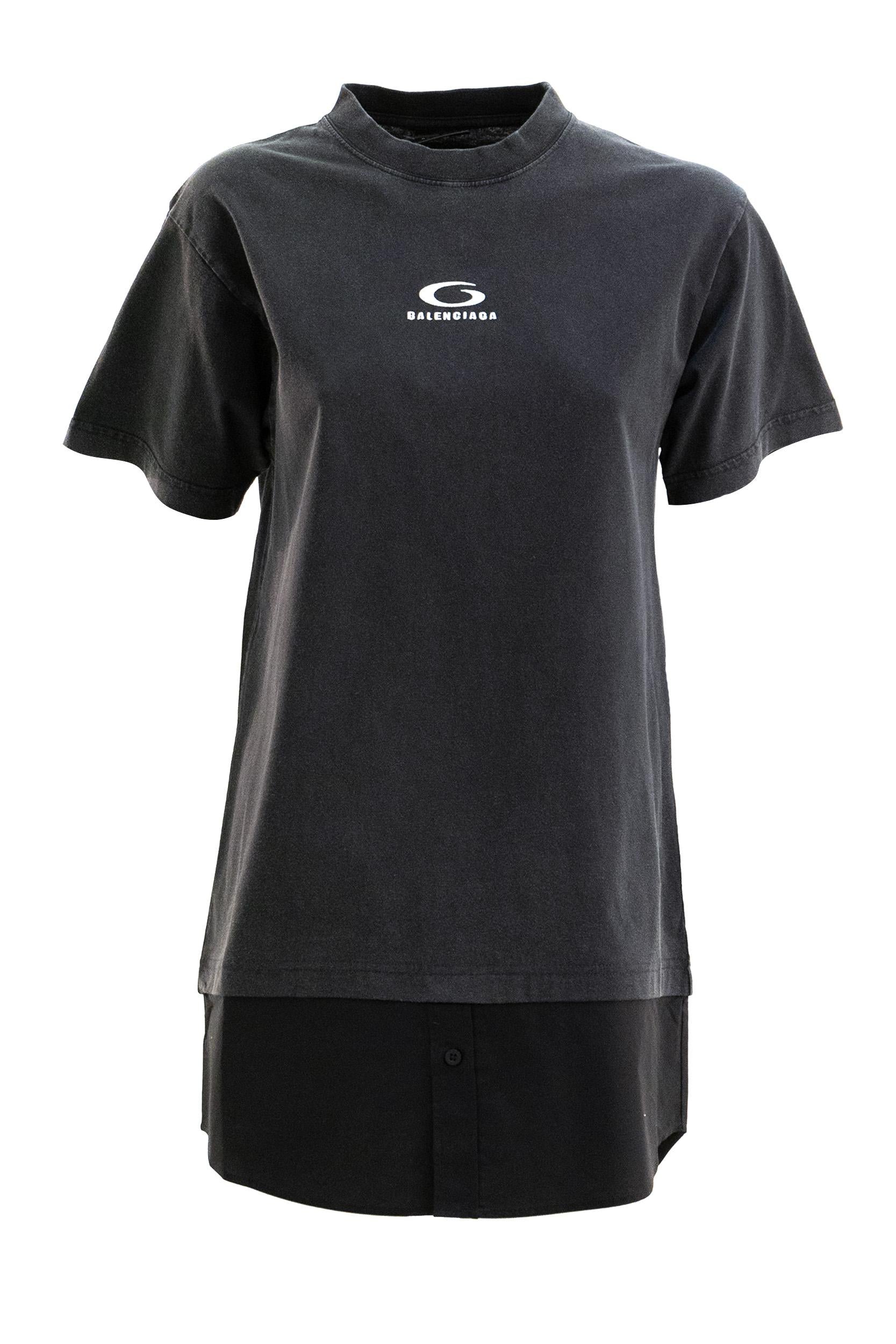 Abito in jersey di cotone di colore nero <BR/> 858621 TTVU2 9374 BALENCIAGA