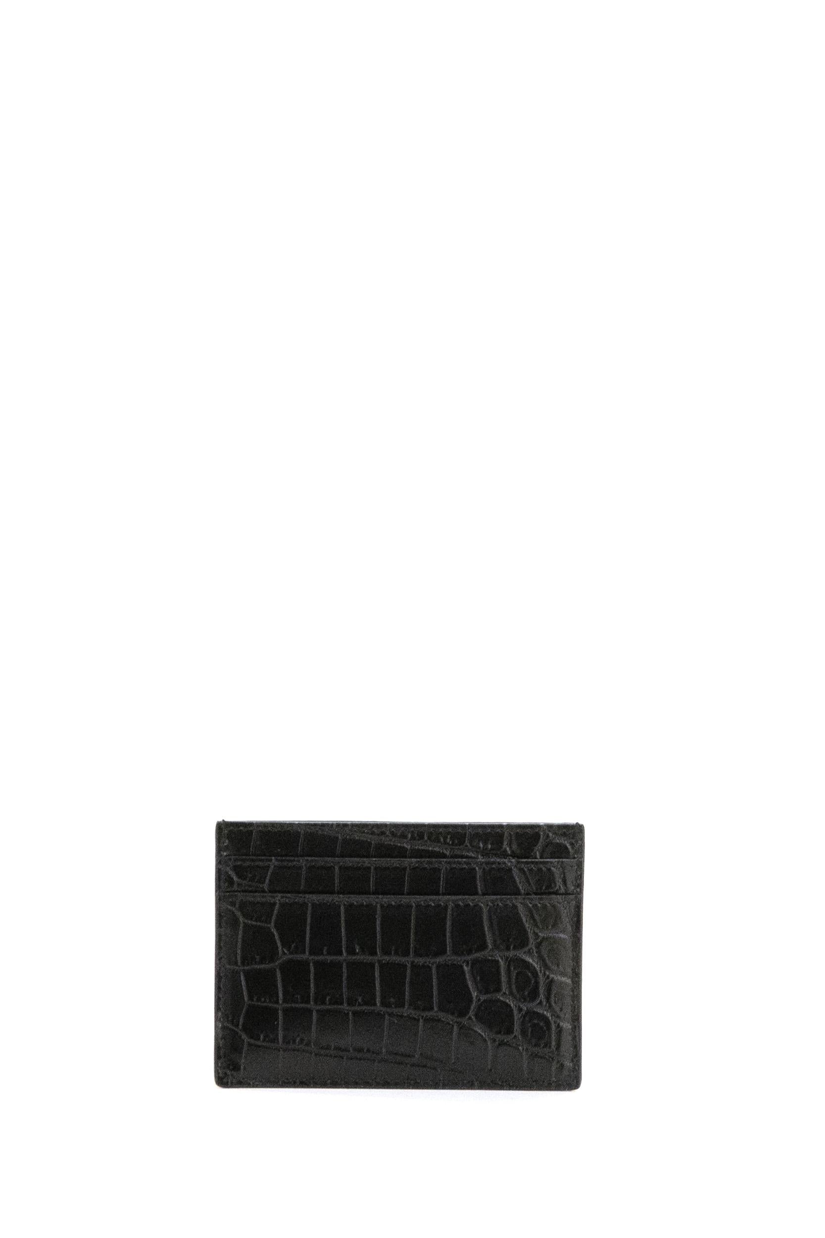 Saint Laurent Porta carte pelle stampa cocco nera<BR/> 607603 DZE0W 1000 SAINT LAURENT