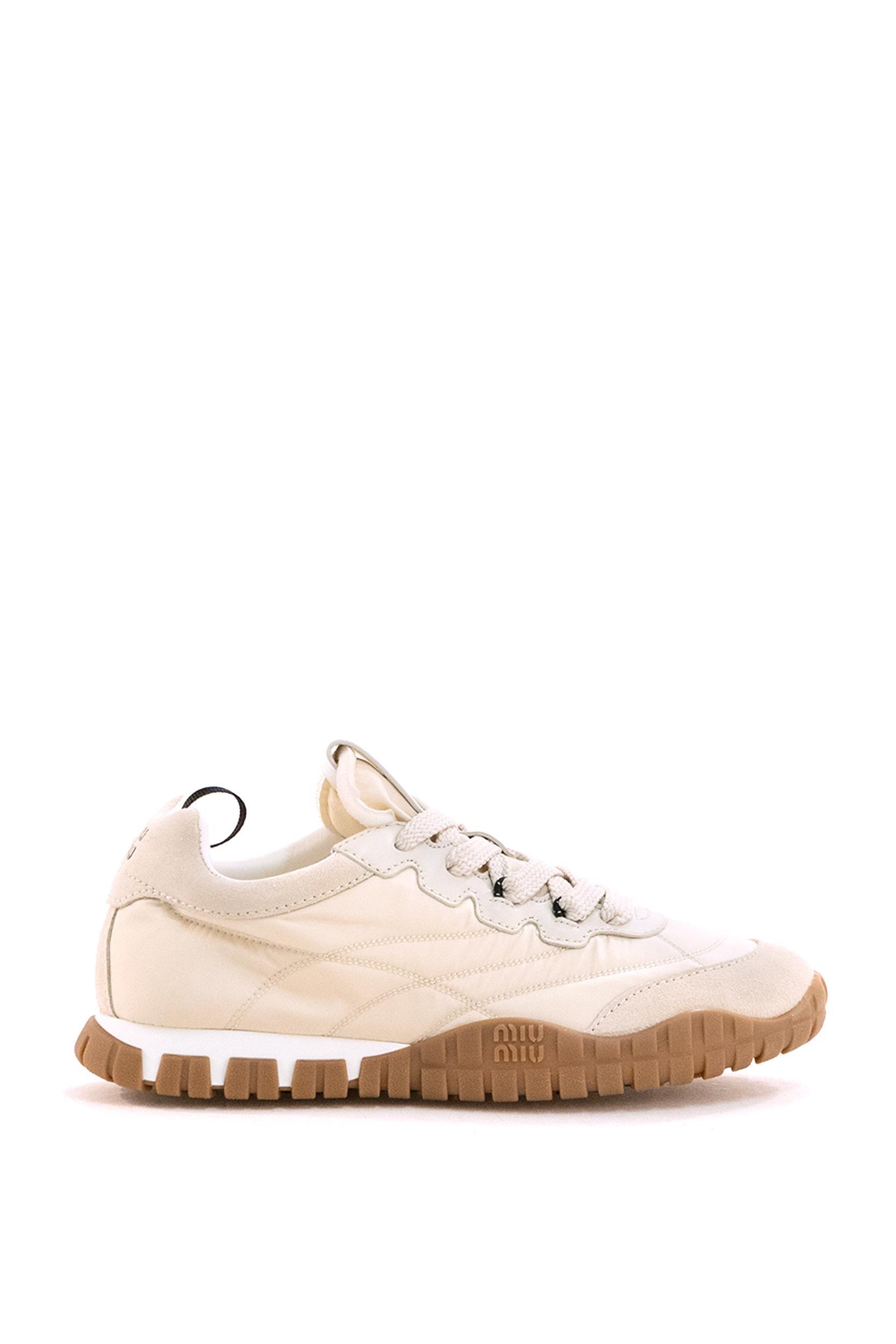 Sneakers Tyre in tessuto tecnico e suede color avorio<BR/> 5E417E F 005 ZJM F0304 MIU MIU