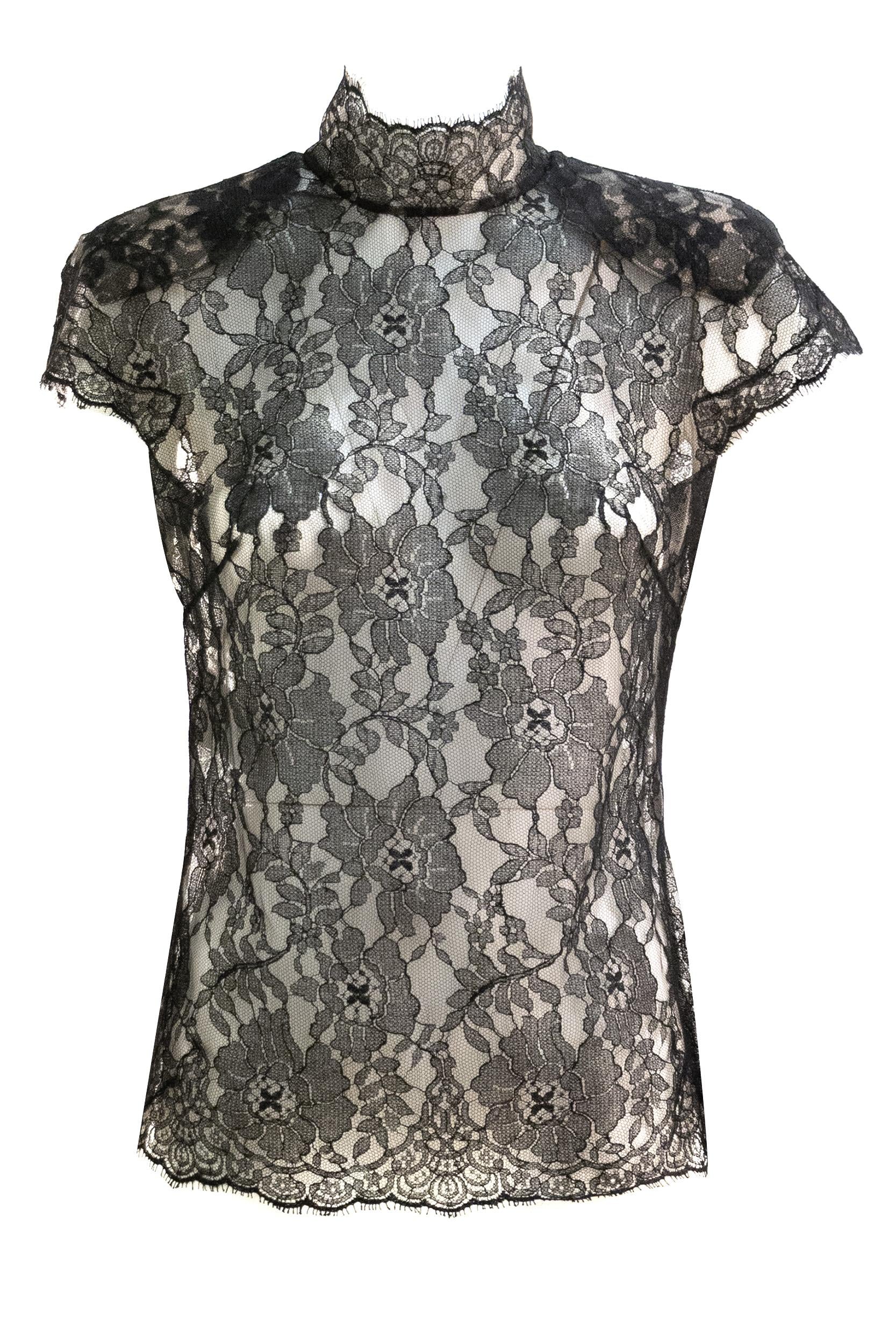 Top in pizzo di colore nero<BR/> 8B0AEBR5A6A 0NO VALENTINO GARAVANI