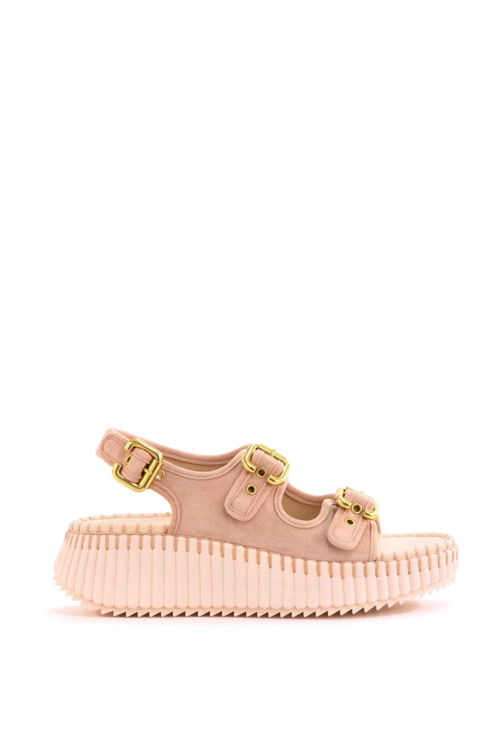 Sandali Nama in suede color rosa cipria<BR/> 26S17KVI 6I5 CHLOE'