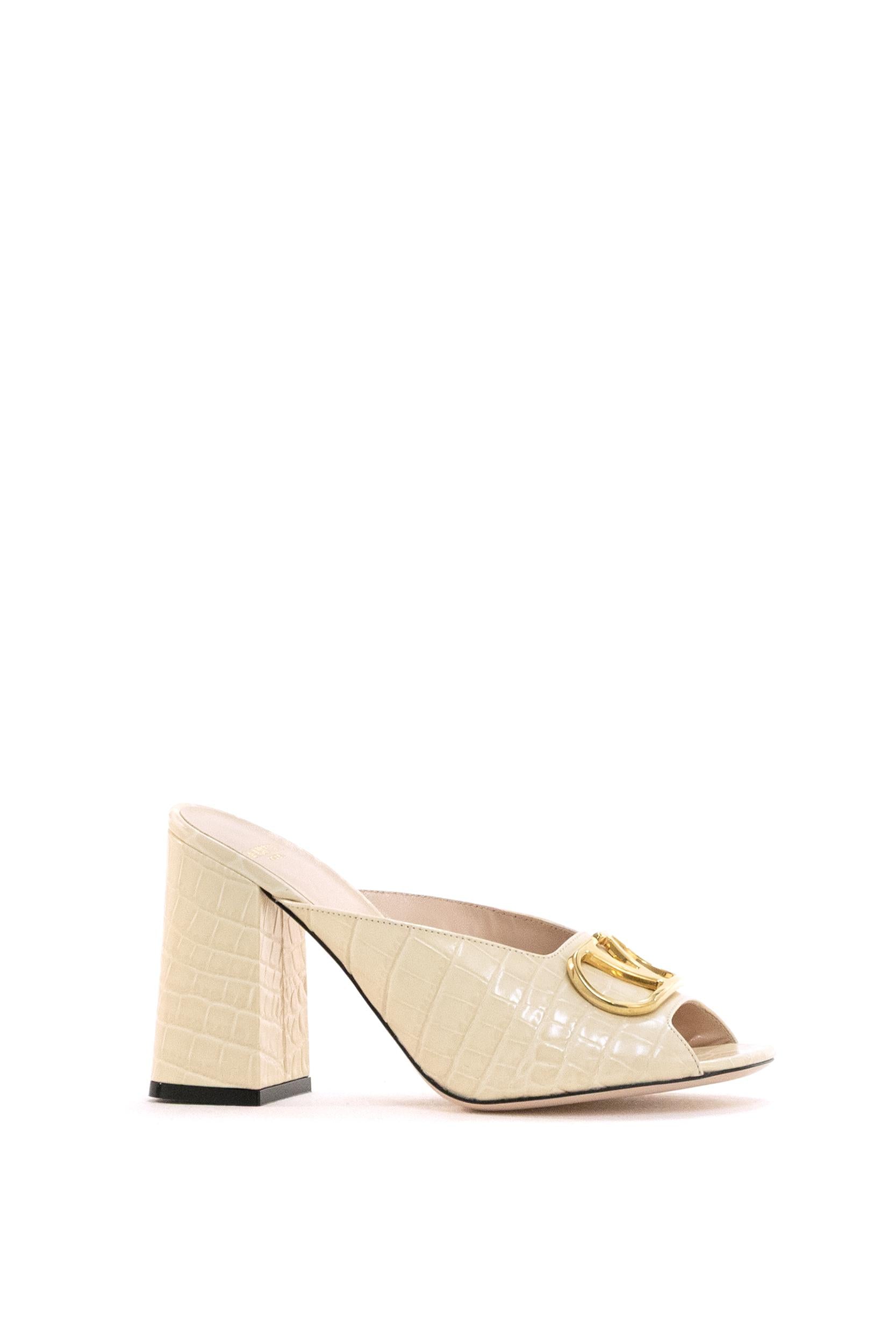 Sandali Slide Vlogo Signature in Vitello Stampato<BR/> 8W2S0NW6LUR REN VALENTINO GARAVANI
