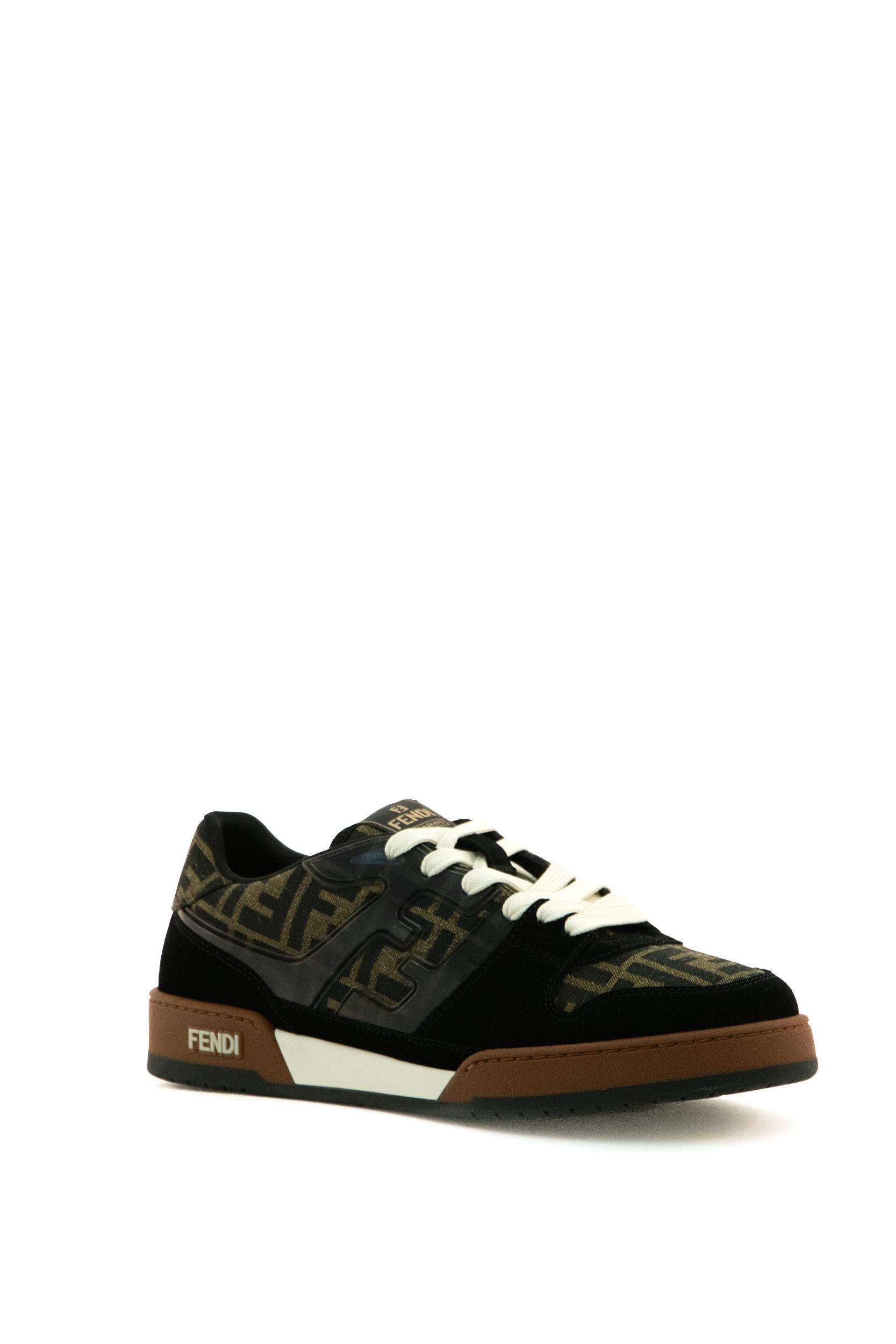Sneakers Fendi Match low-top in canvas FF jacquard marrone e tabacco 7E1688 AQ6I F1PXA FENDI