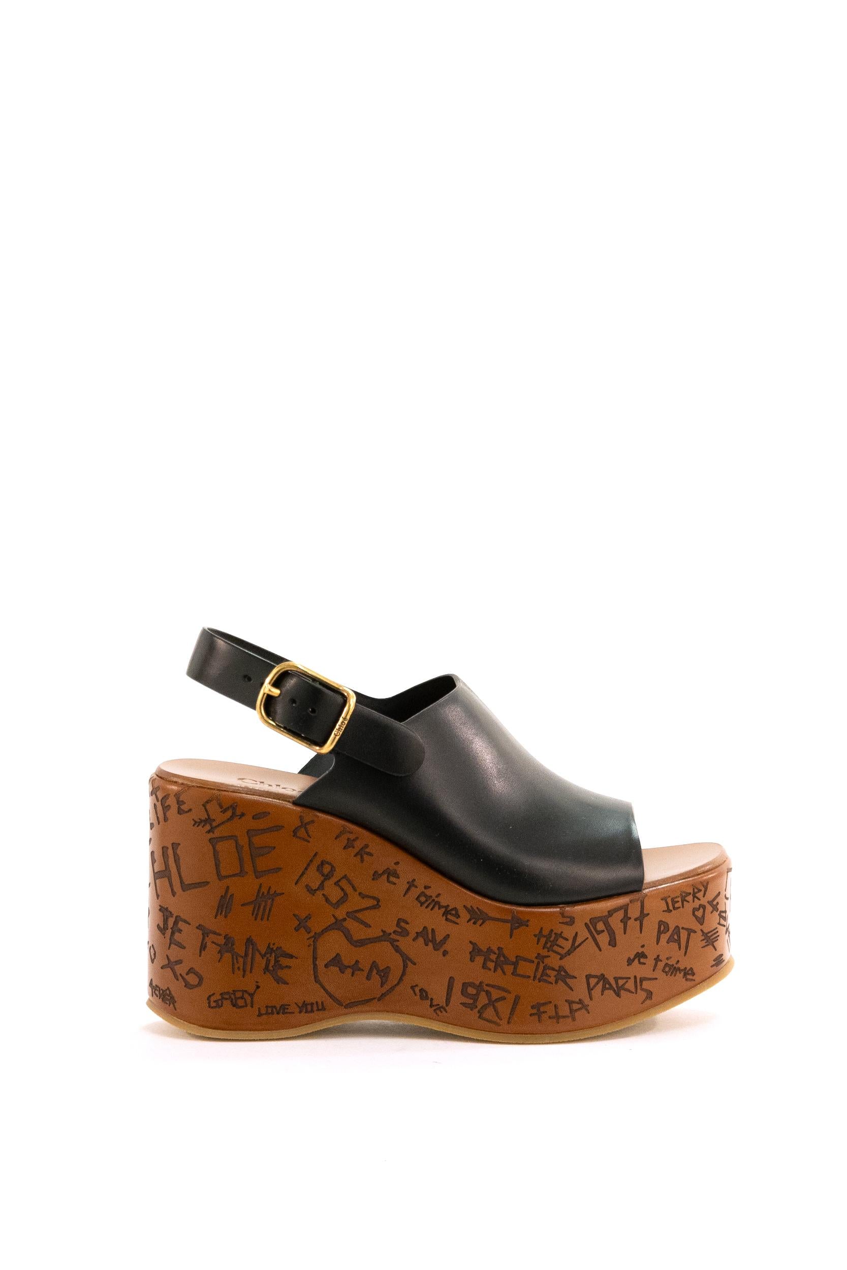 Sandali Maxime in pelle di colore nero<BR/> C25U10GLU 001 CHLOE'