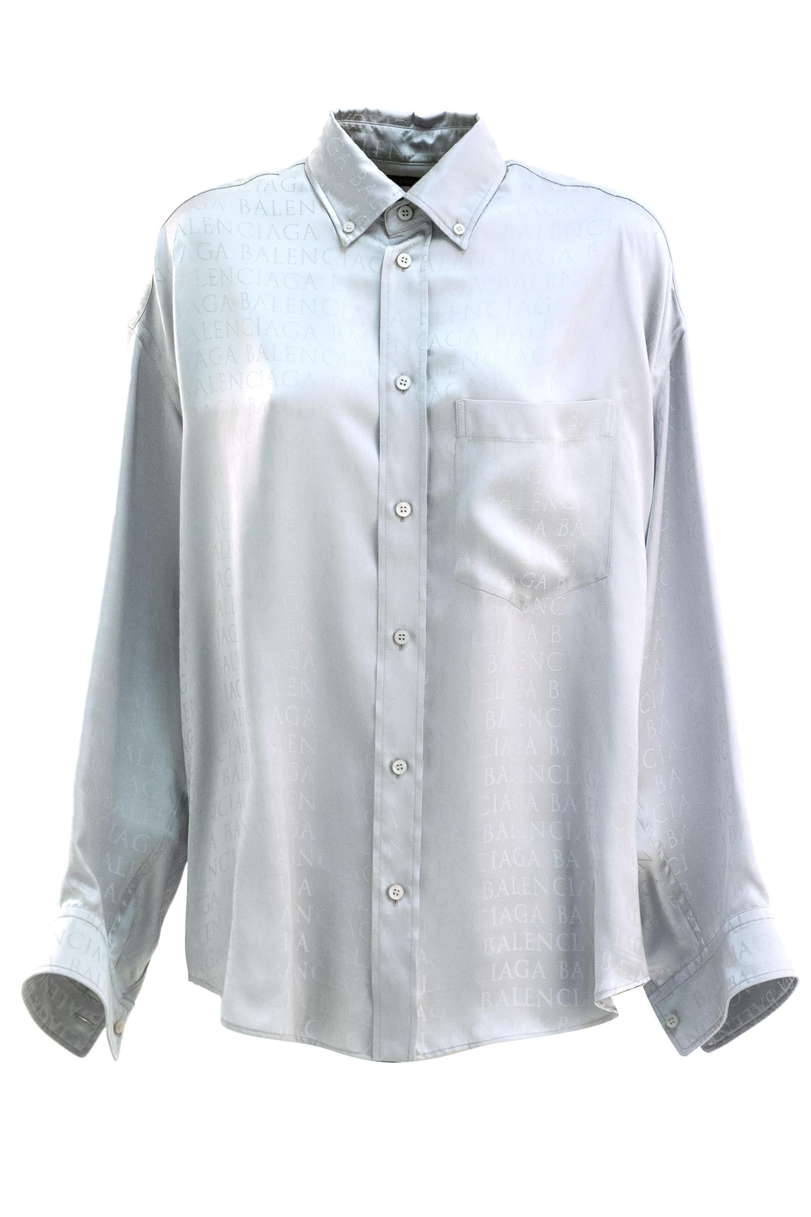 Camicia in viscosa di colore grigio perla<BR/> 850978 TTO54 9697 BALENCIAGA