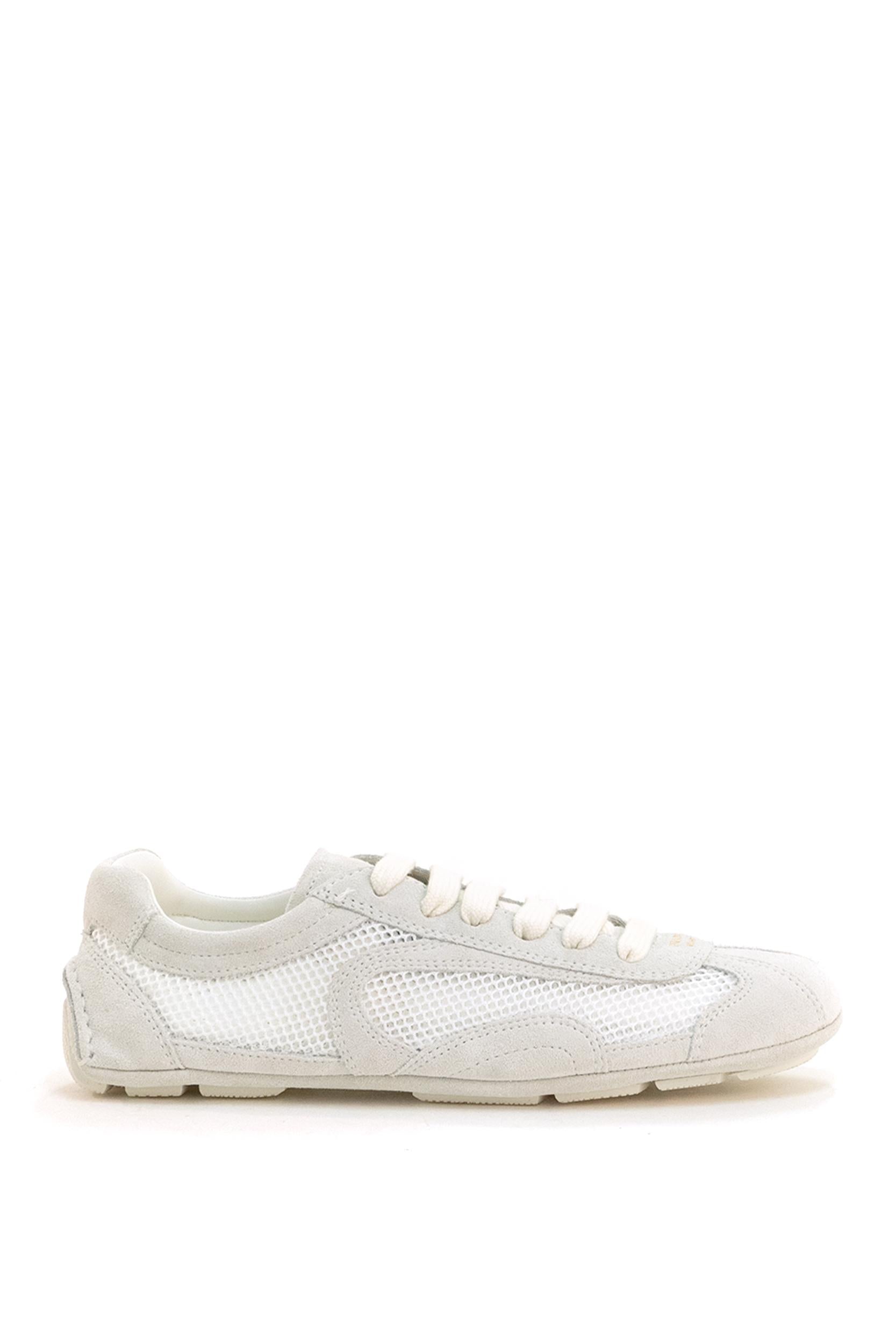 Sneakers Montecarlo Re-Edition 2005 in mesh e suede di colore bianco<BR/> 1E247O F D010 3D8C F0009 PRADA