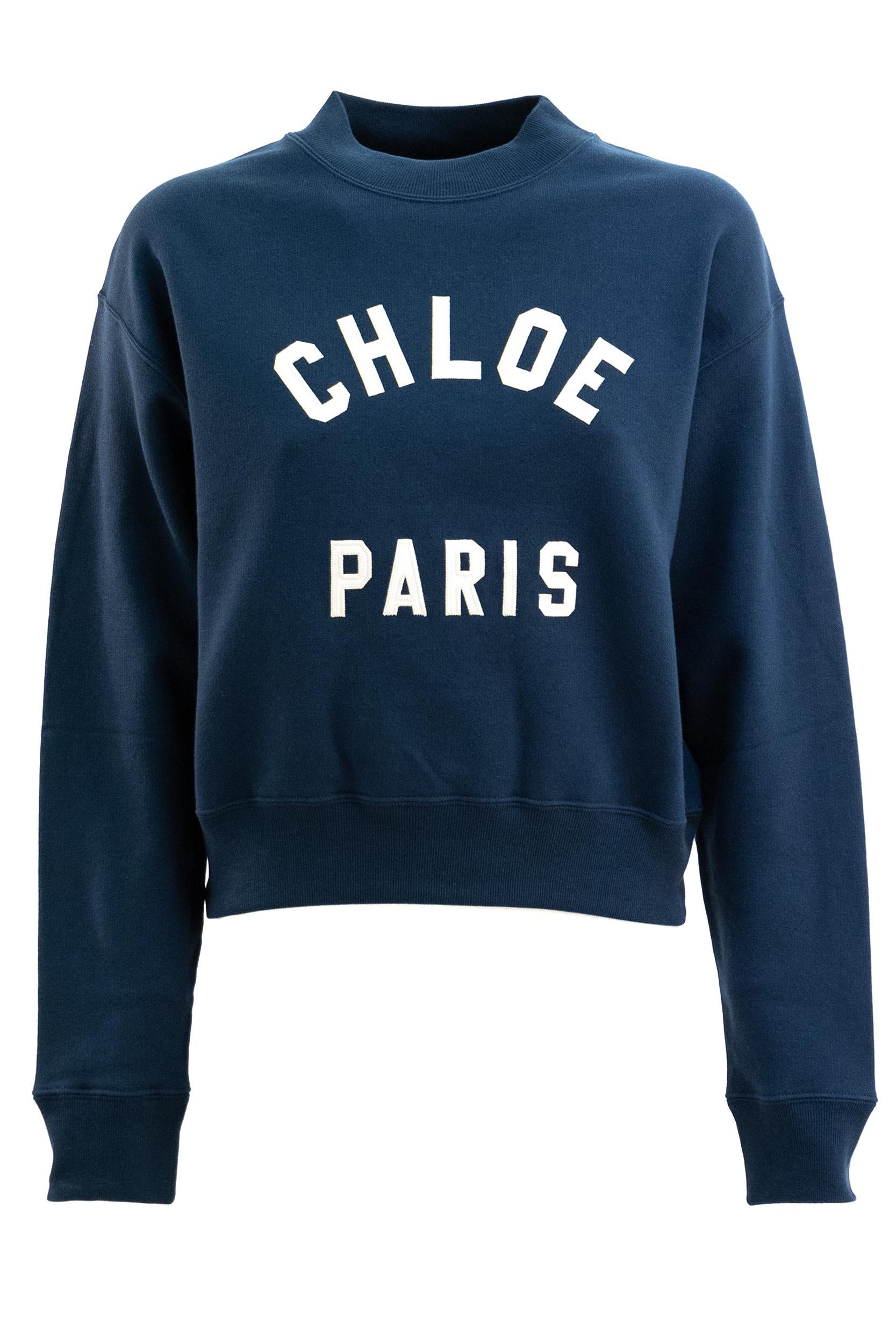 Felpa in cotone di colore blu<BR/> 24AJH12192 4C6 CHLOE'