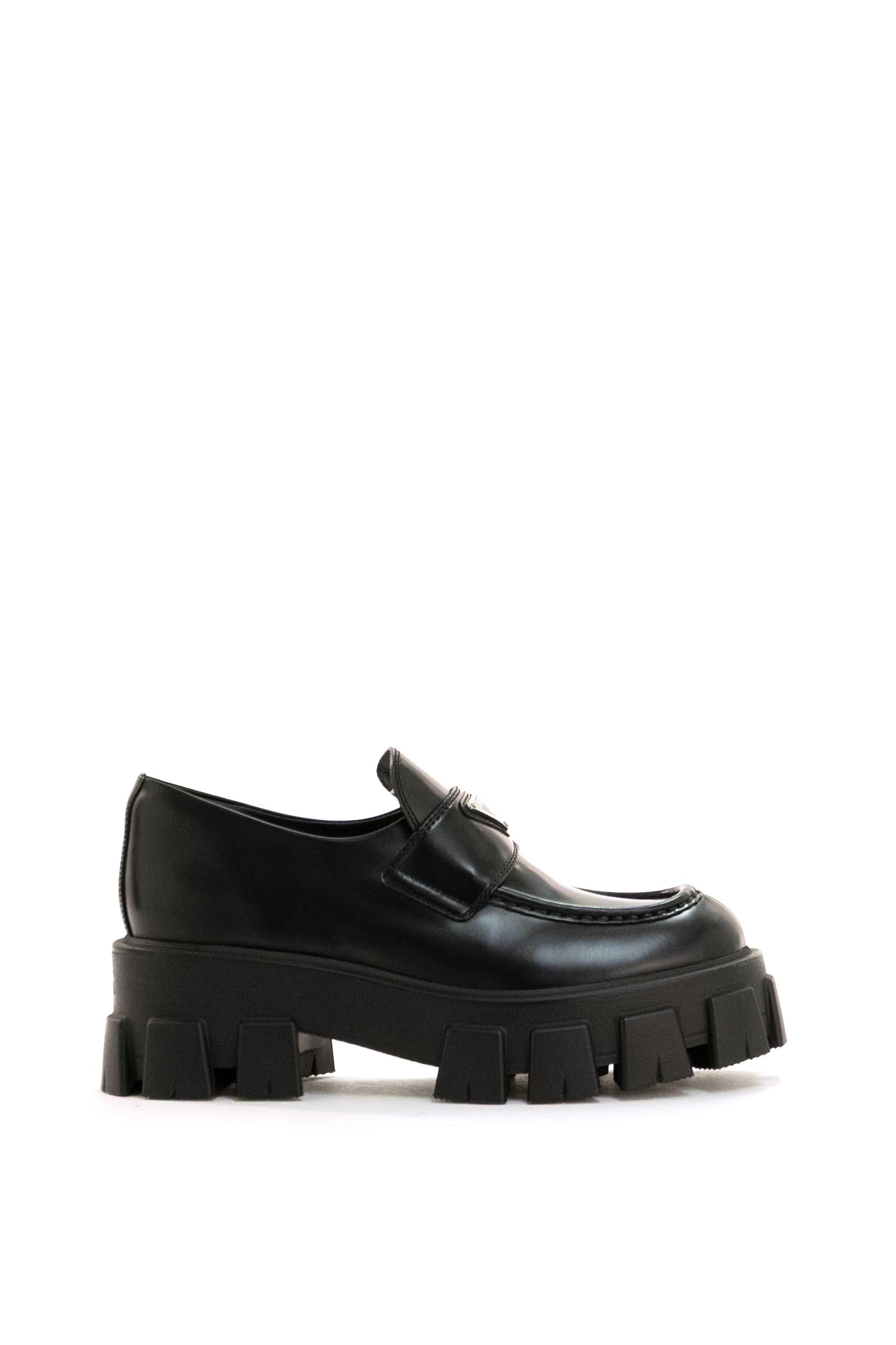 Mocassini Monolith in pelle spazzolata di colore nero<BR/> 1D649M F G055 B4L F0002 PRADA
