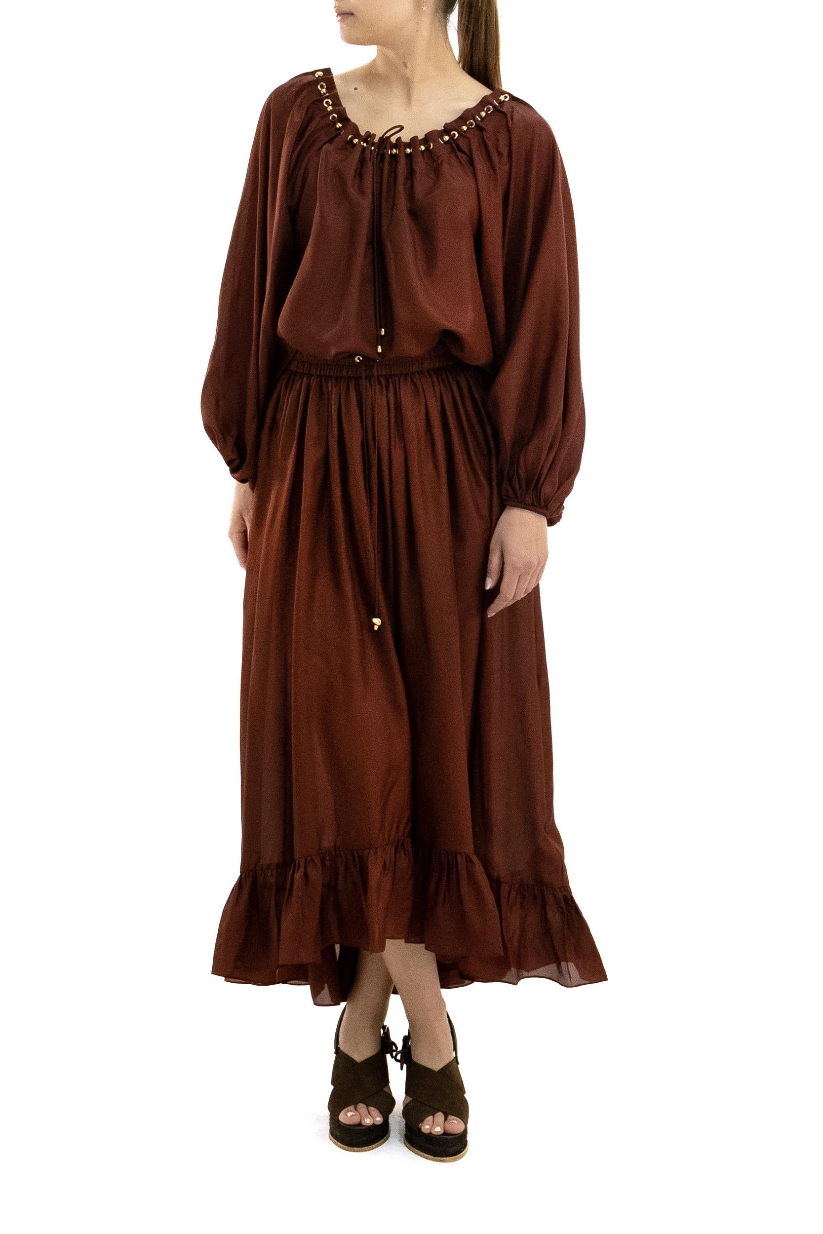 Blusa Aster in seta color bordeaux<BR/> 8428TSS261 MERLOT ZIMMERMANN