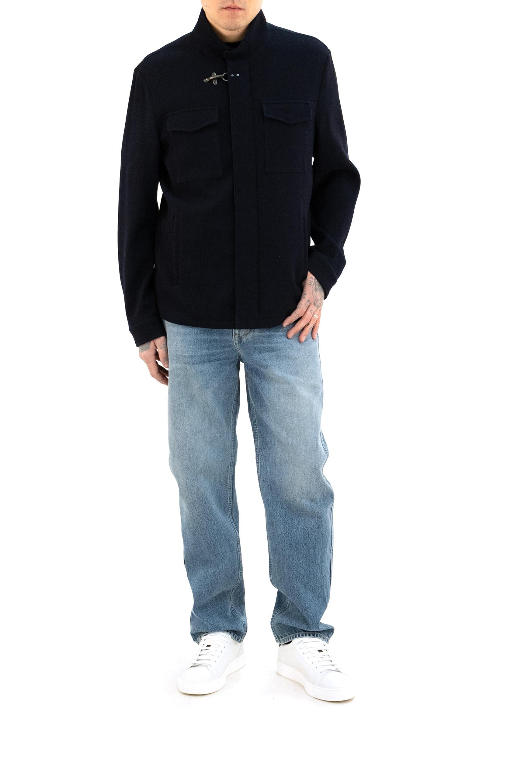 Field JacketTravel in lana e cotone stretch di colore blu<BR/> NAM0452042JWYE U808 FAY