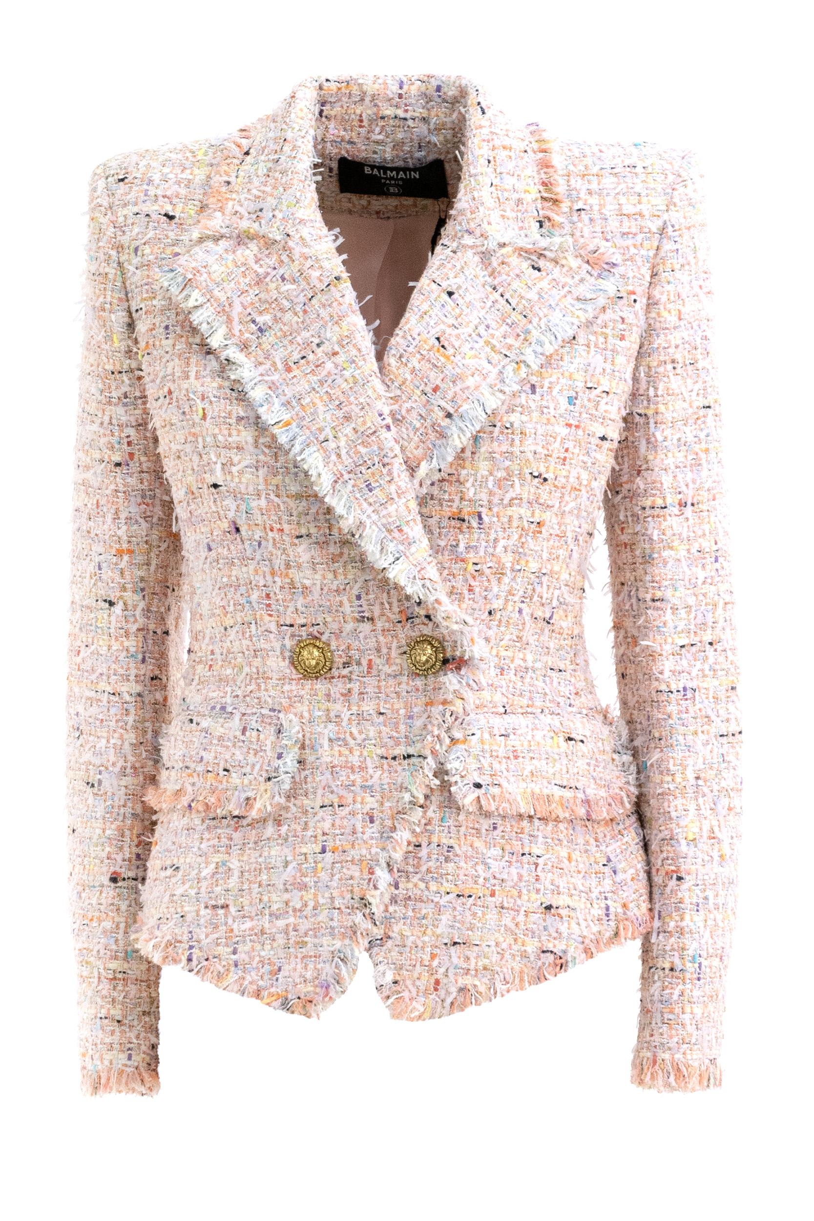 Giacca in tweed di colore rosa<BR/> HF1SI004XM17 AAA BALMAIN