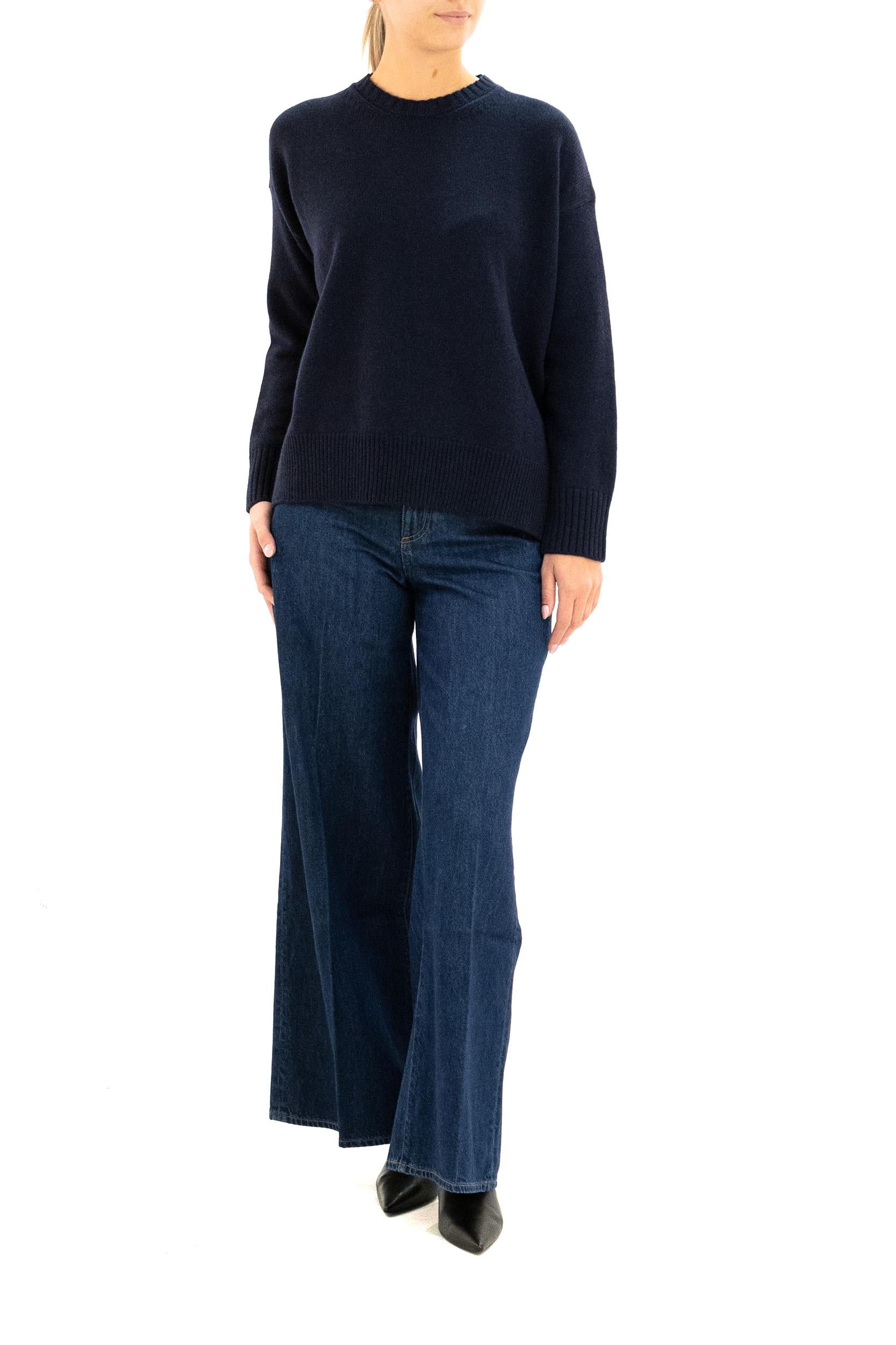 Pullover in lana e cashmere color blu<BR/> B2082 857 202 BASE