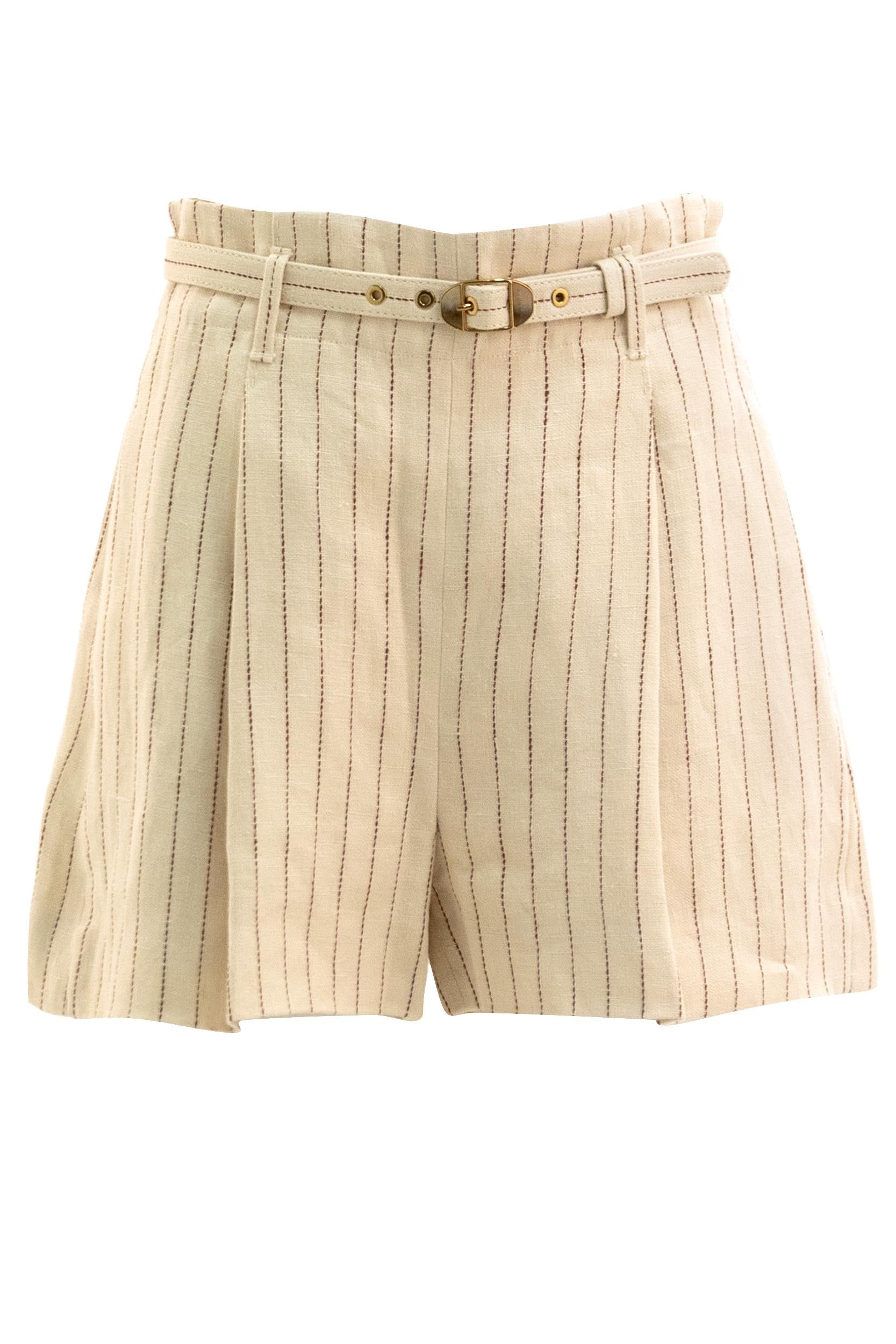 Short con Pinces Rebellion in Lino<BR/> 2103AC261 CREAM ZIMMERMANN