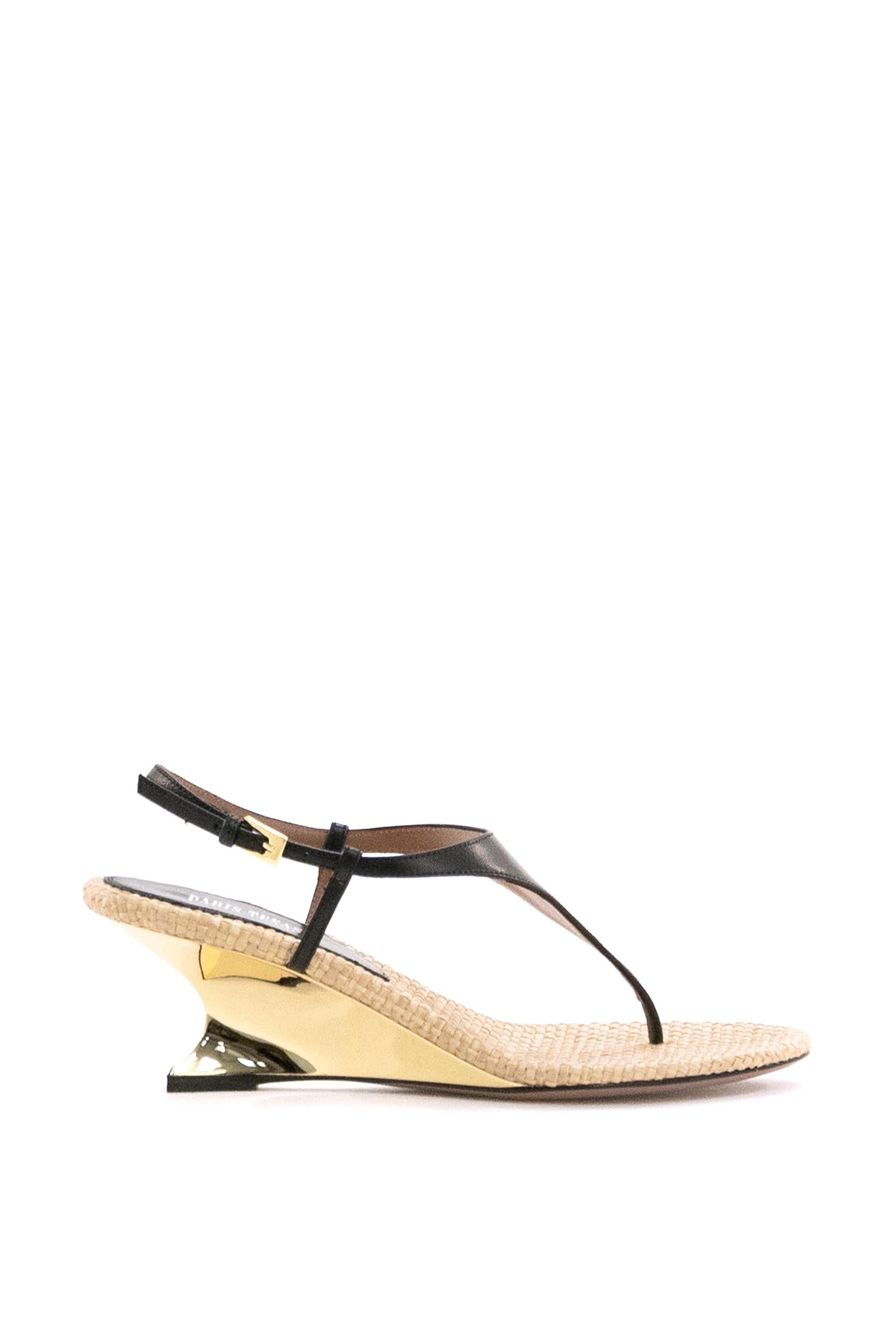 Sandali Infradito Nina in pelle di colore nero <BR/> PX1945 BLACK GOLD PARIS TEXAS