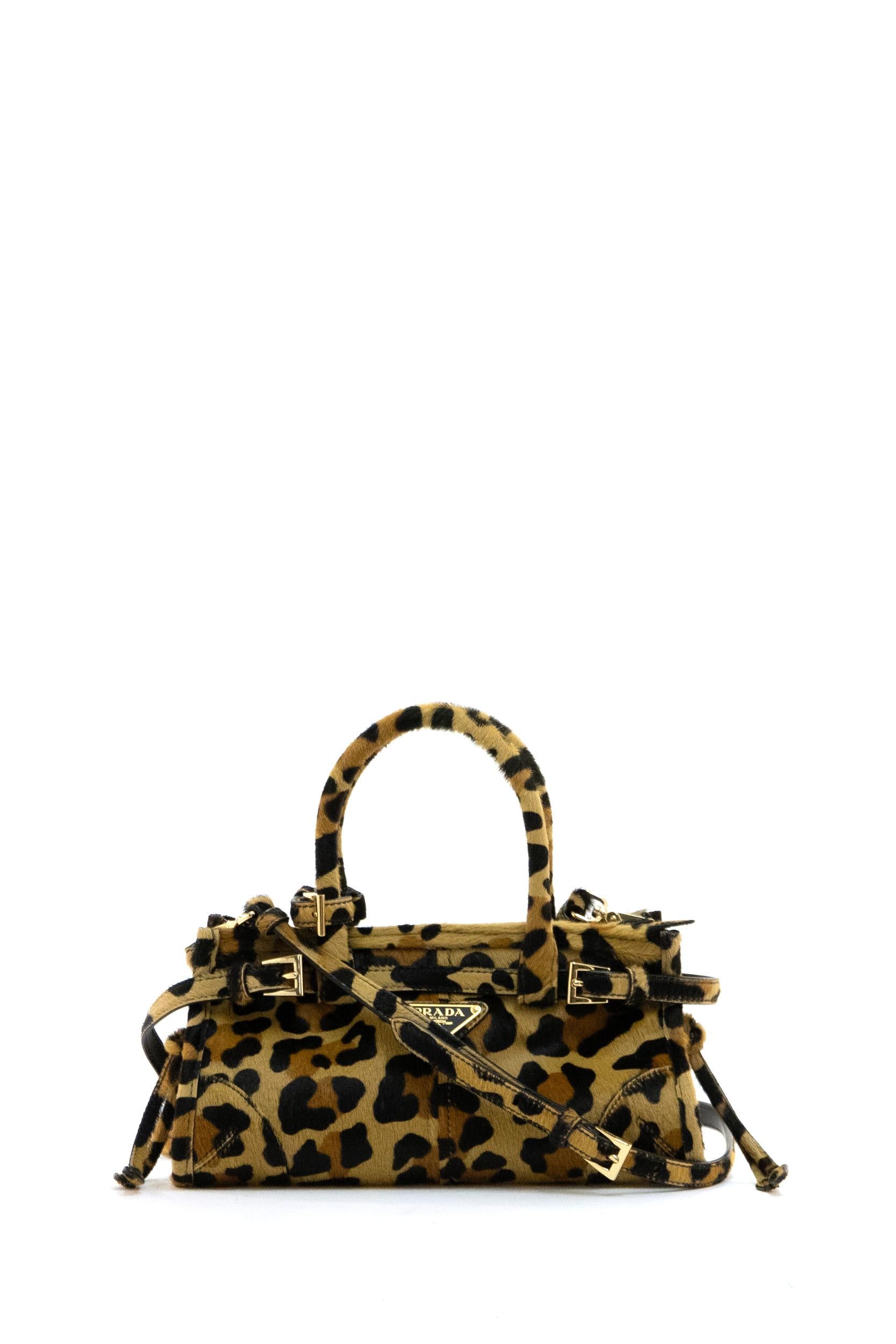 Borsa Bonnie in cavallino stampa animalier<BR/> 1BA486 2C7B F0151 PRADA