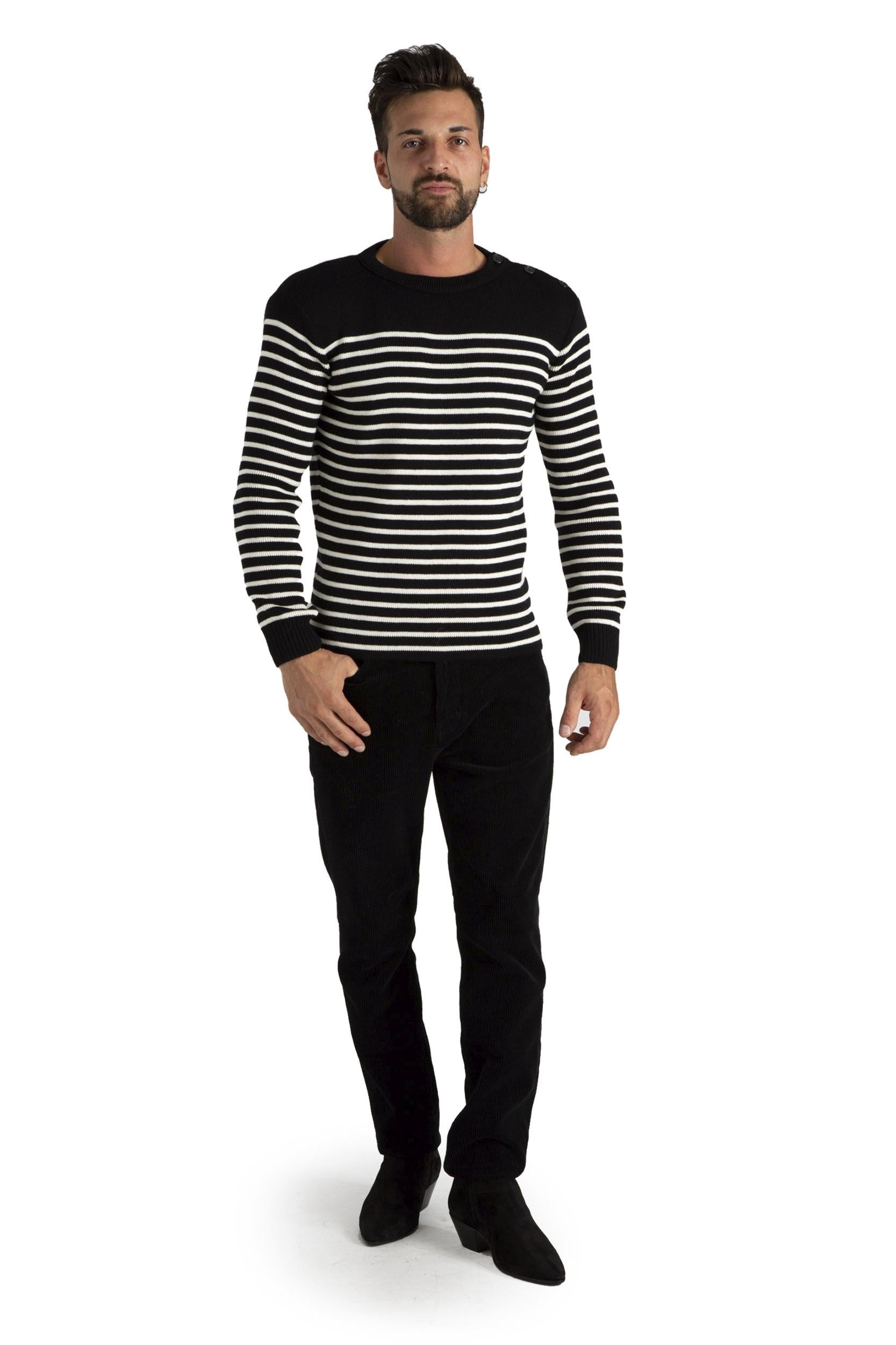 SAINT LAURENT 588063 YAFQ2 Maglione uomo a righe<BR/> 588063 YAFQ2 1095 SAINT LAURENT