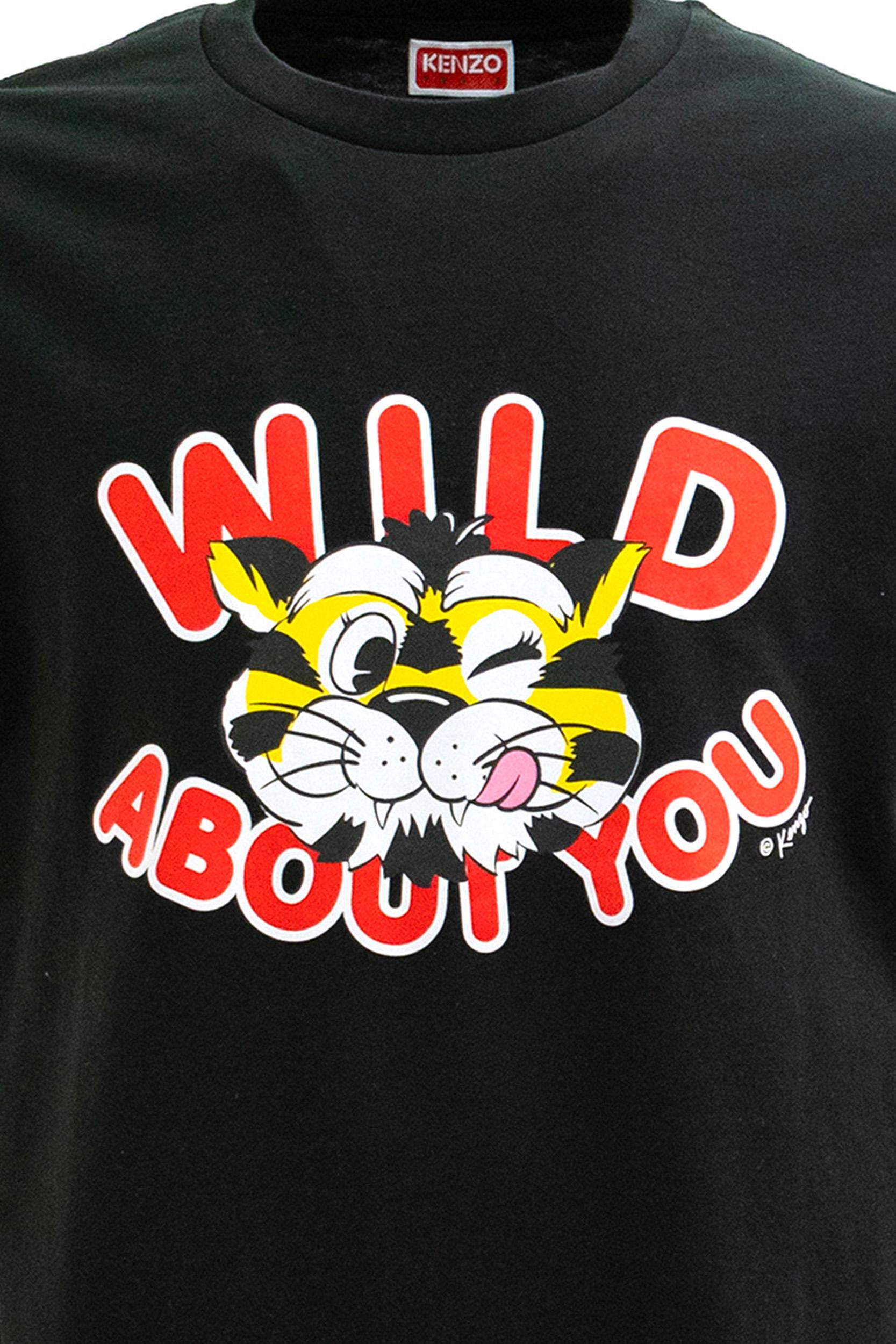 T-shirt in cotone di colore nero<BR/> FG55TS2064SG 99J KENZO