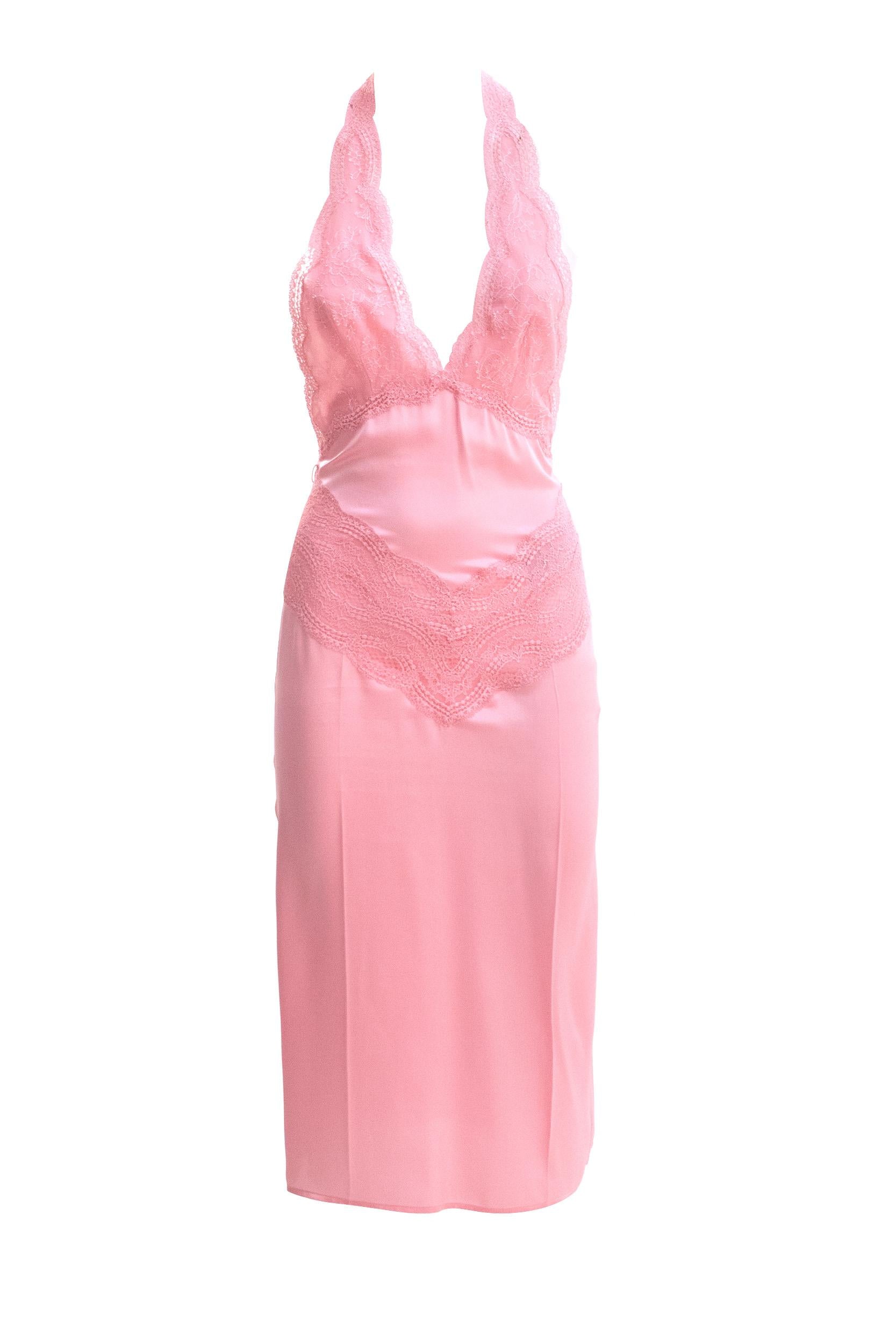 Abito in raso di seta color rosa<BR/> 839410 XUAM 5426 GUCCI