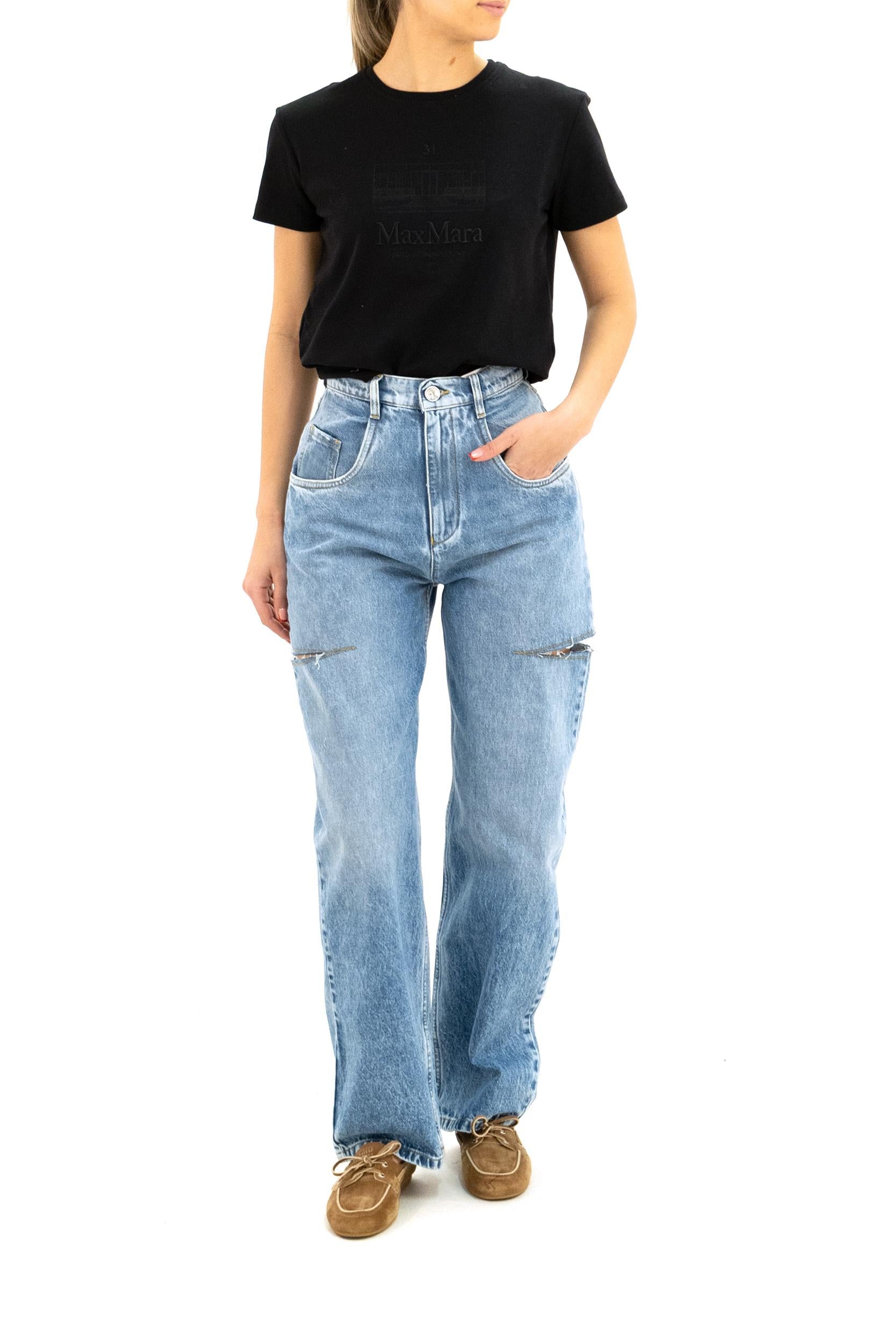 T-shirt in cotone di colore nero<BR/> SMMBELLA 011 S MAX MARA