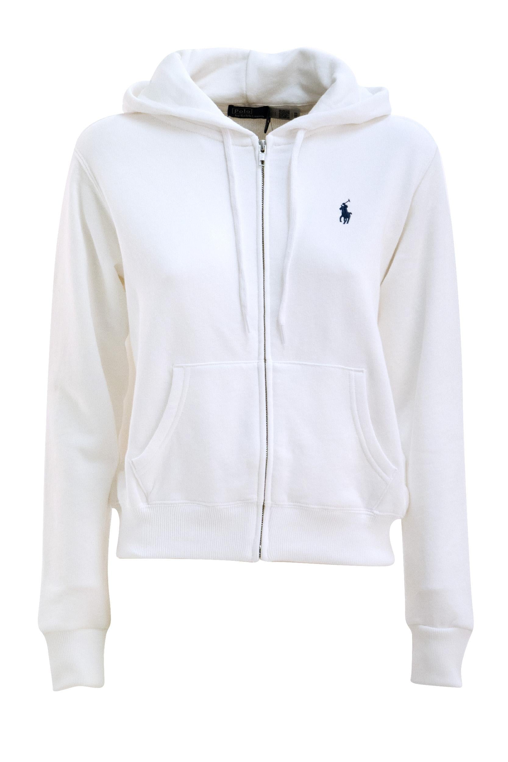 Felpa in cotone di colore bianco<BR/> 211971693002 WHITE POLO RALPH LAUREN